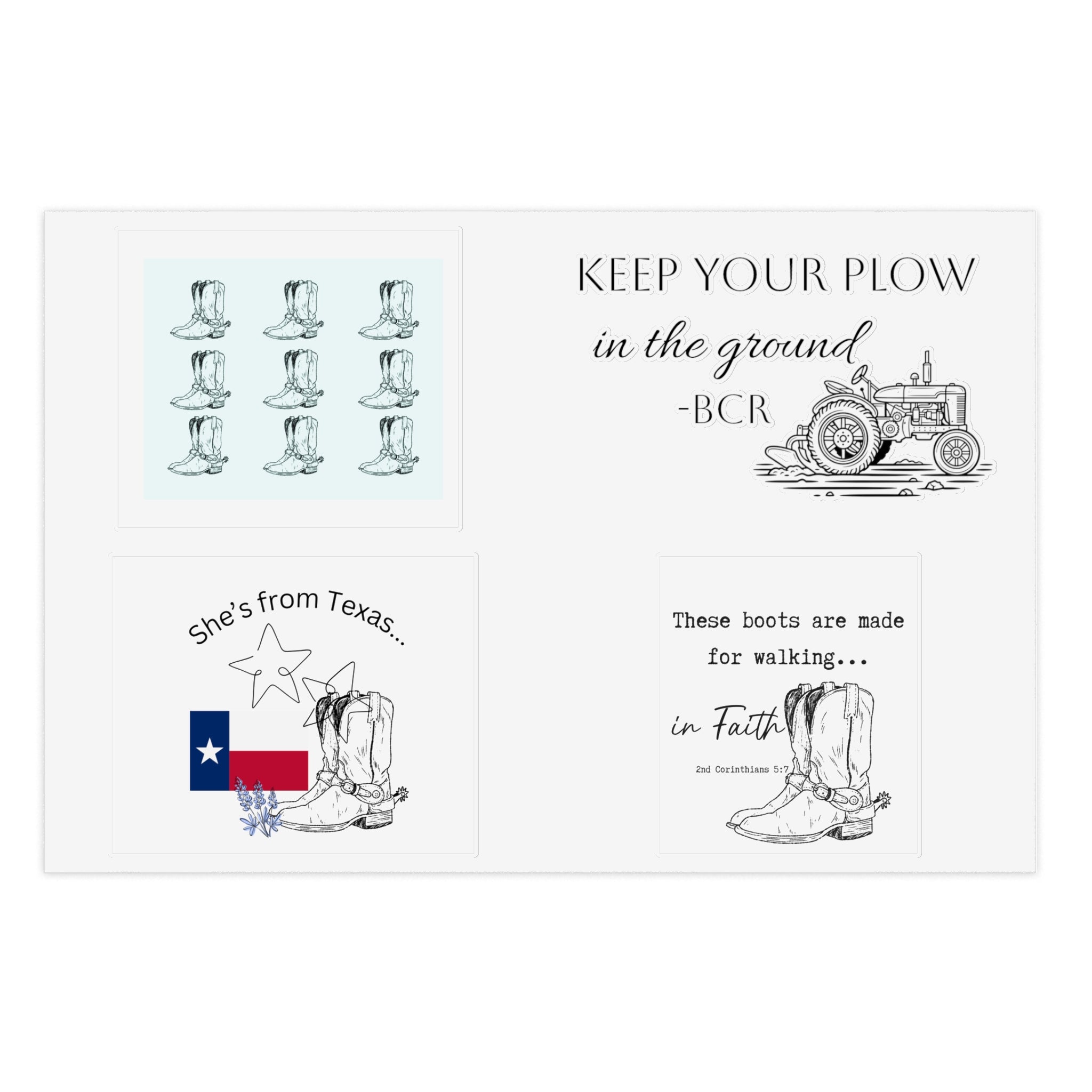 Sticker Sheets — "She's From Texas" Cowboy Boots & Texas Flag Sticker Sheet