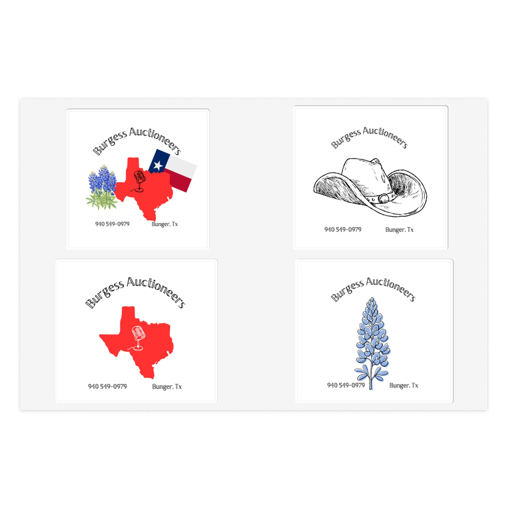 Texas Bluebonnet & Cowboy Hat Sticker Sheet — Burgess Auctioneers Logo Stickers