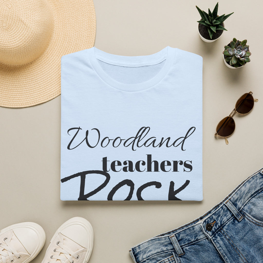Woodland Teachers Rock T-Shirt — Cute Pencil & Heart Teacher Appreciation Tee