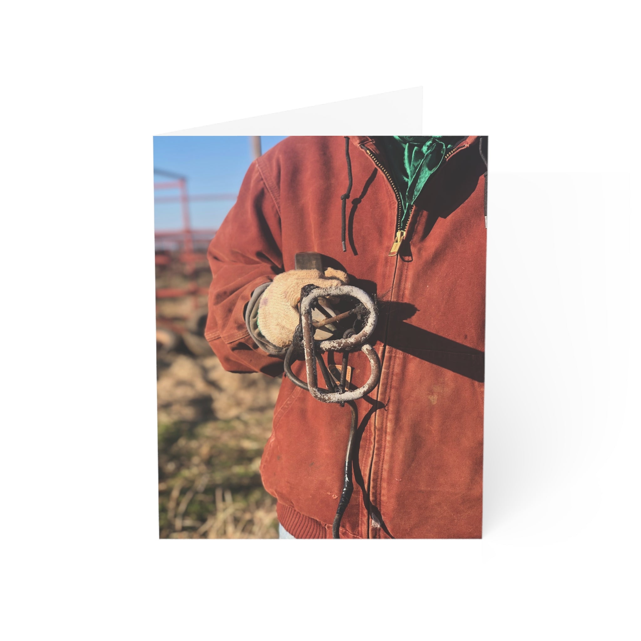 Rust Jacket Cowboy Rope Greeting Card — Rustic Western Thank You Card (Single or Bulk Packs)