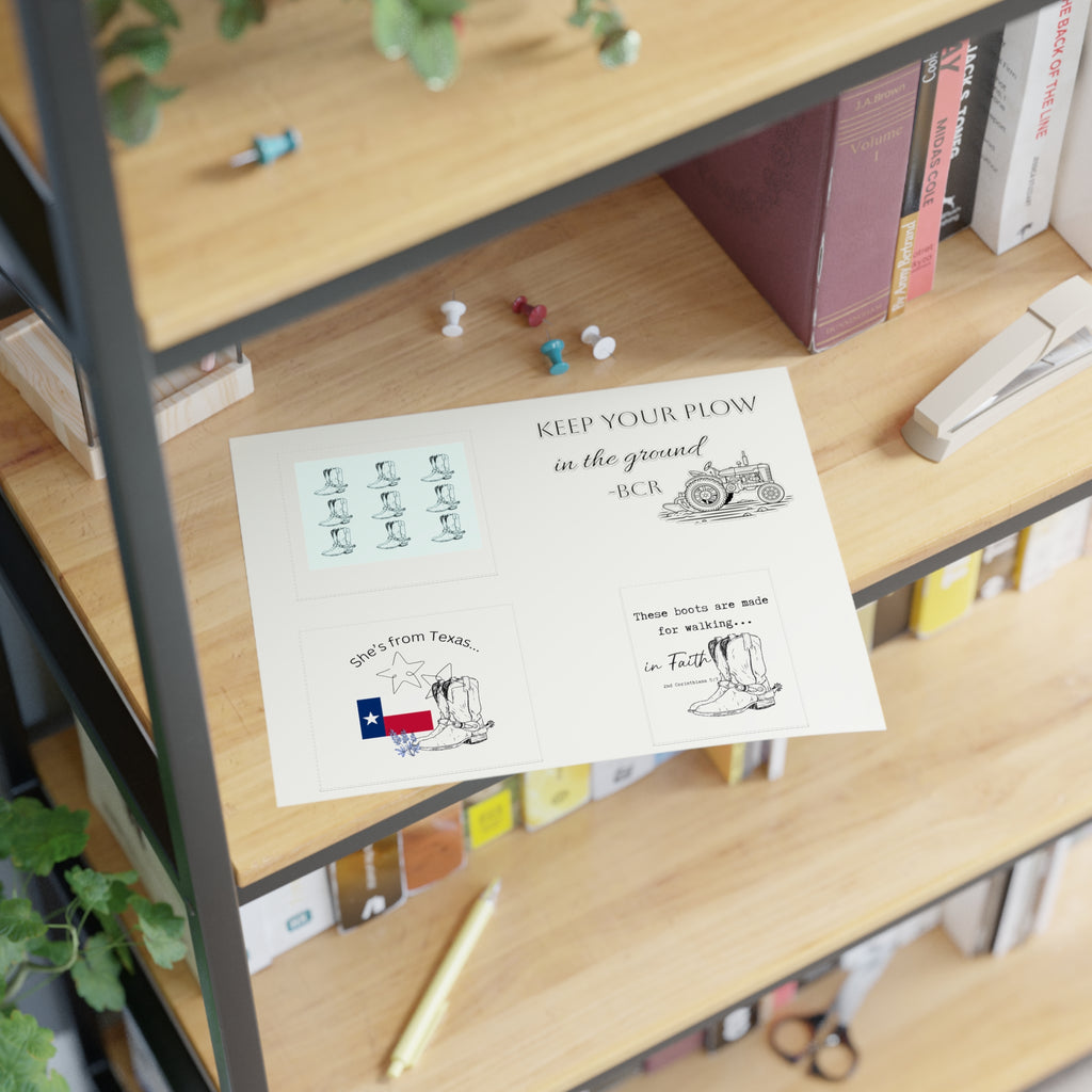 Sticker Sheets — "She's From Texas" Cowboy Boots & Texas Flag Sticker Sheet