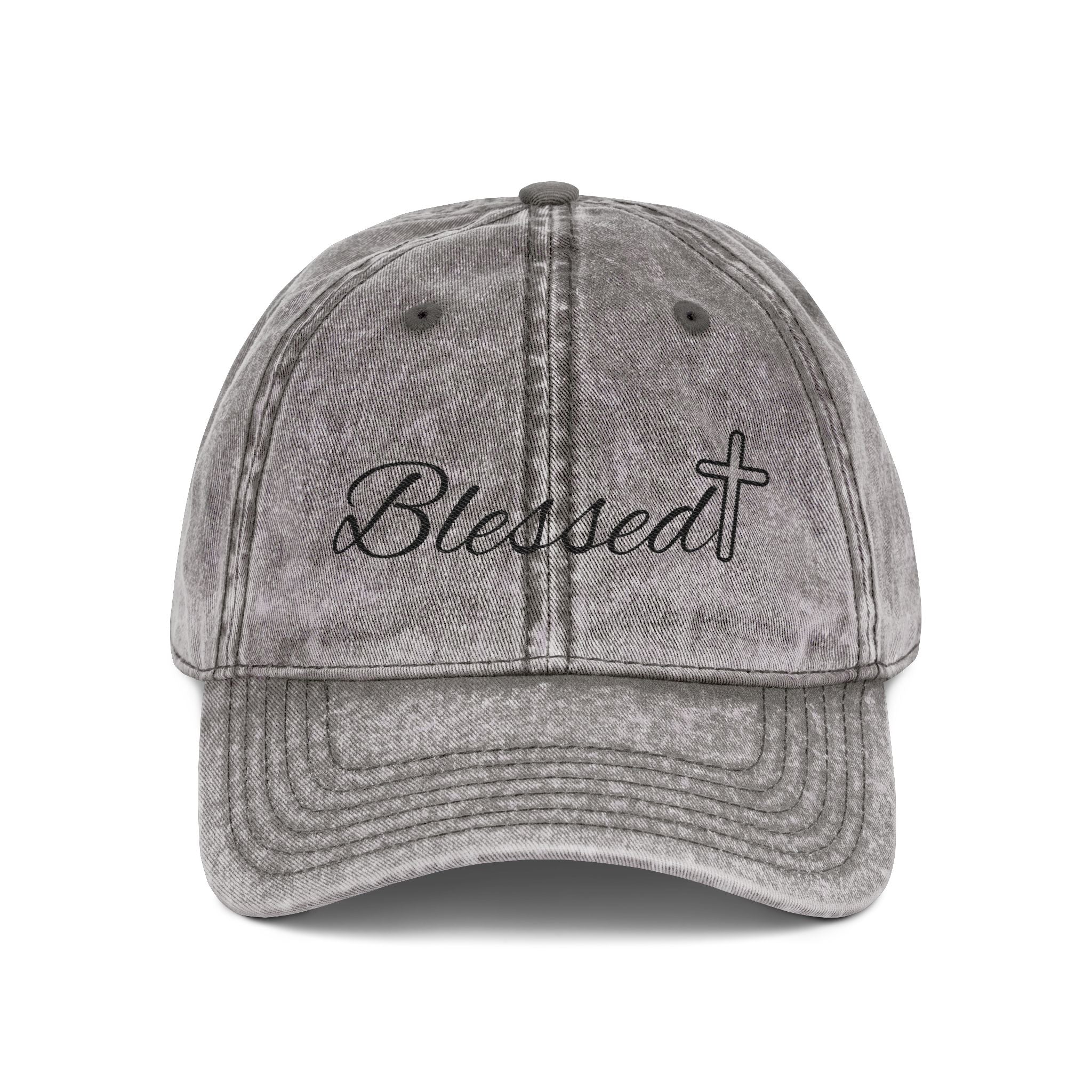 Blessed Embroidered Vintage Cap - Distressed Christian Baseball Hat