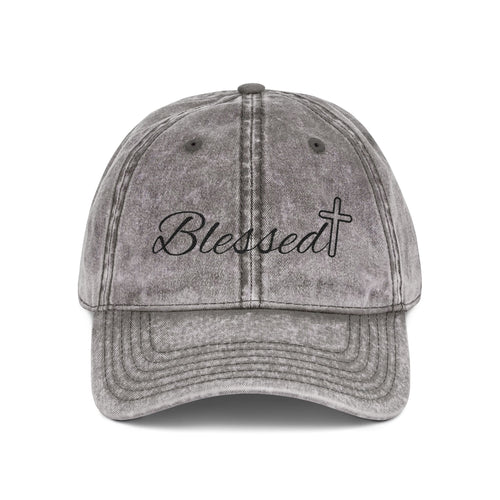 Blessed Embroidered Vintage Cap - Distressed Christian Baseball Hat