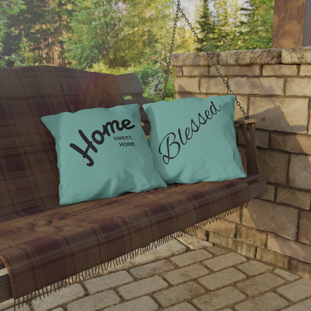 Outdoor Pillow — "Home Sweet Home" Monochrome Decorative Cushion for Porch & Patio
