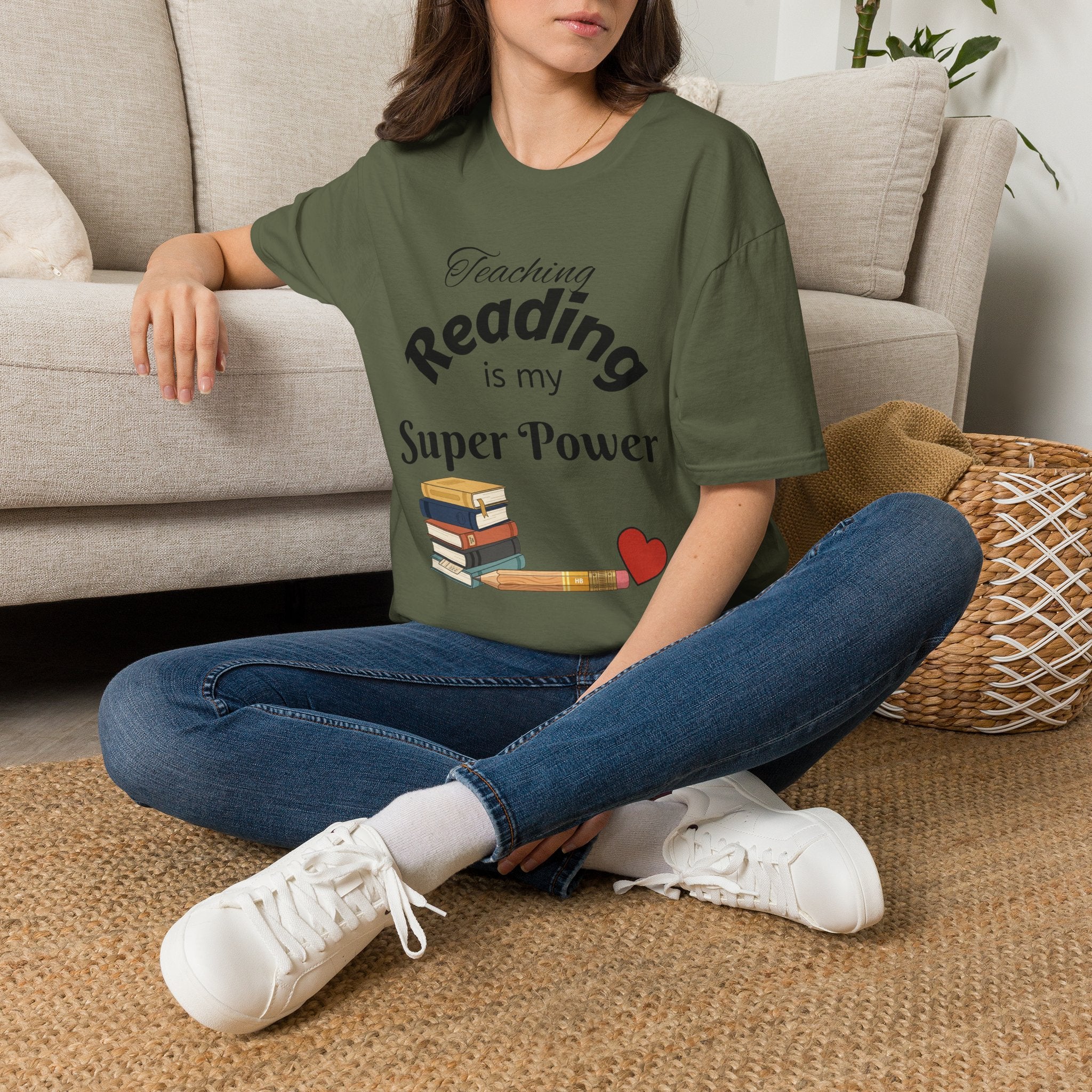 Reading Teacher T-Shirt — "Teaching Reading is My Super Power" Graphic Tee