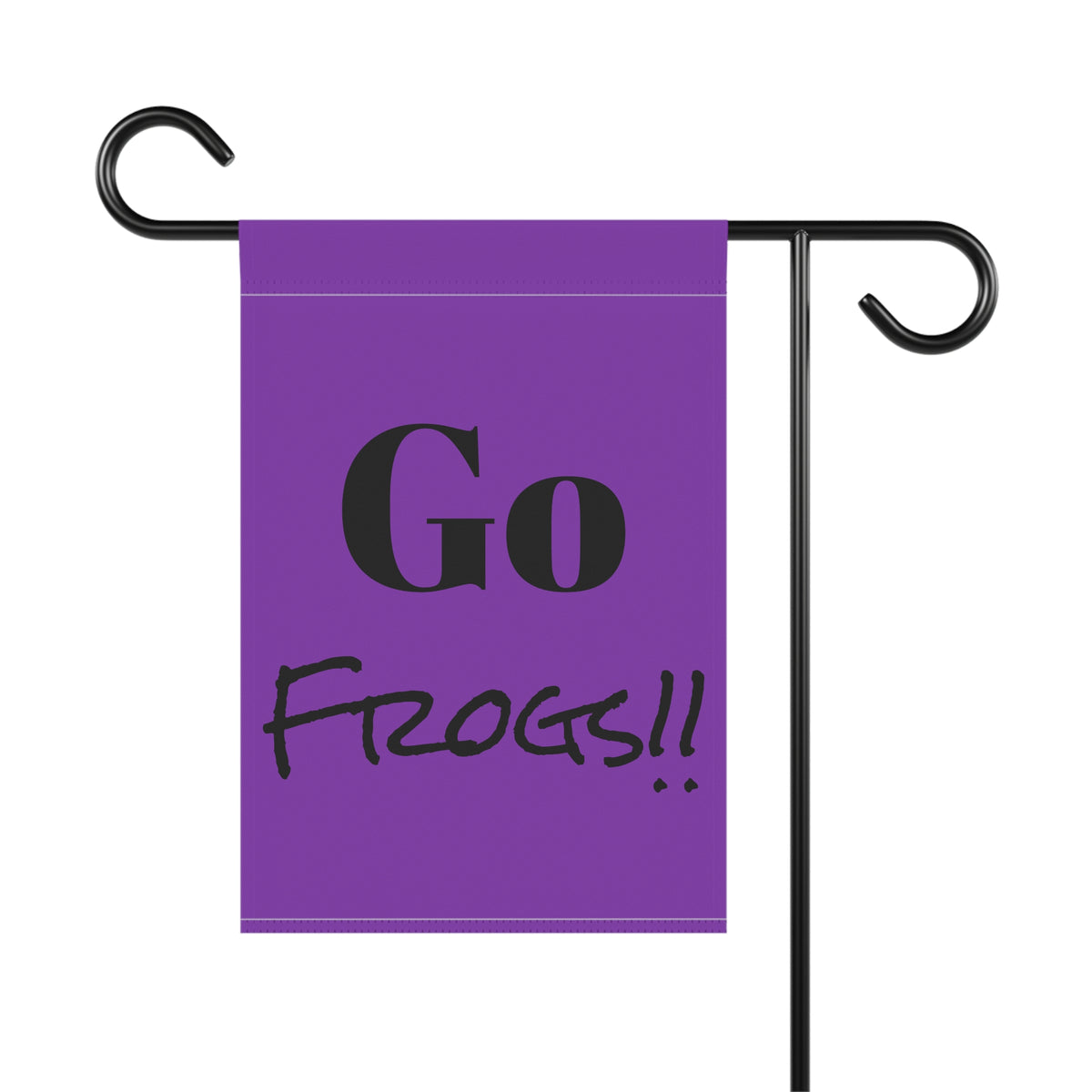 Garden Flag — "Go Frogs!!" Purple Garden Banner