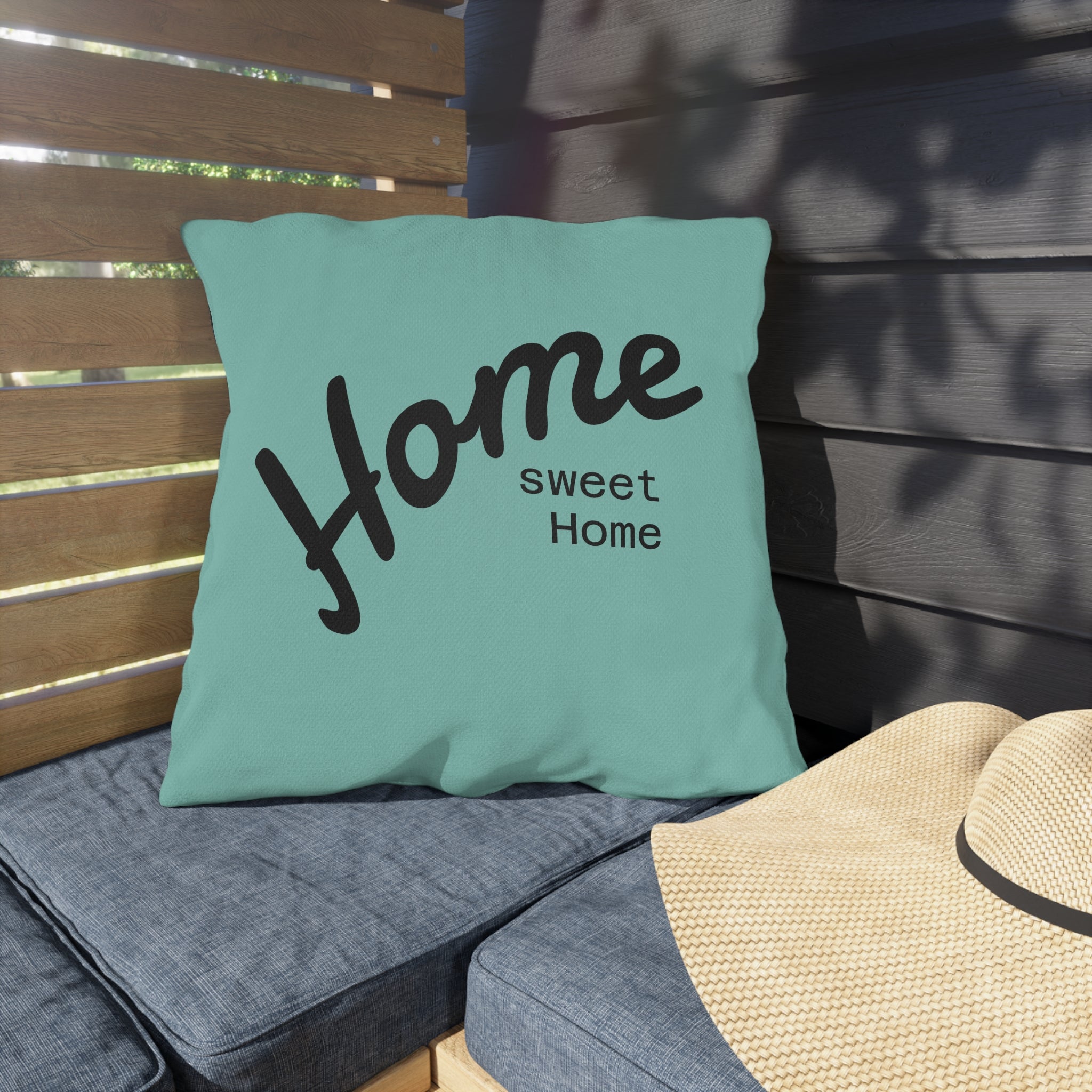 Outdoor Pillow — "Home Sweet Home" Monochrome Decorative Cushion for Porch & Patio