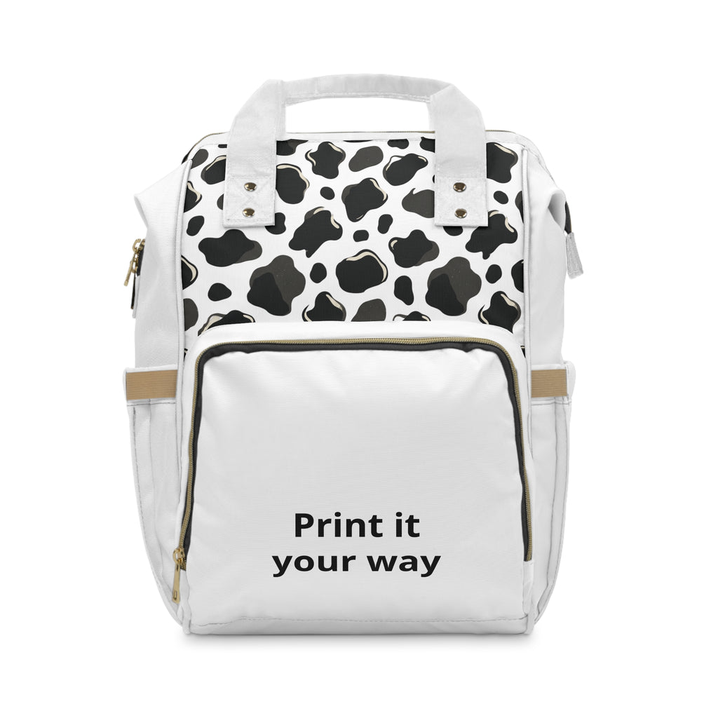 Cow Print Diaper Backpack — Multifunctional Baby Bag with Changing Compartments