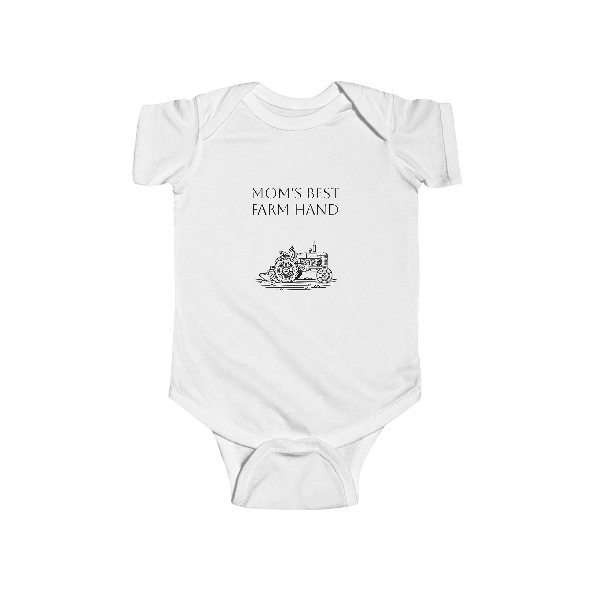 Baby Bodysuit — "Mom's Best Farm Hand" Vintage Tractor Infant Onesie