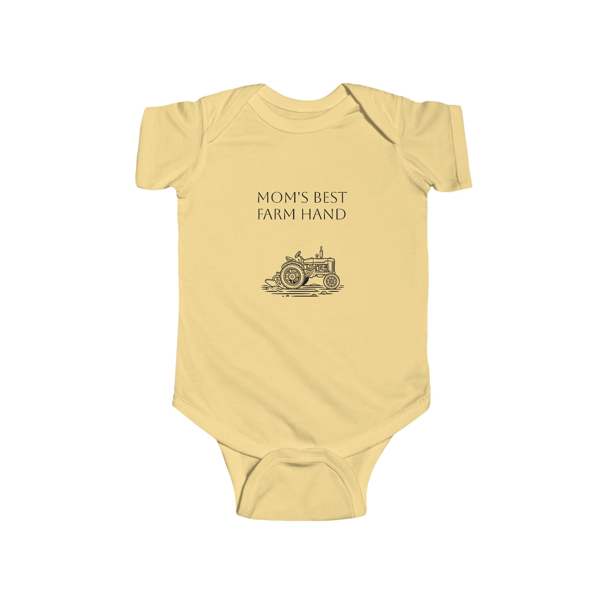 Baby Bodysuit — "Mom's Best Farm Hand" Vintage Tractor Infant Onesie