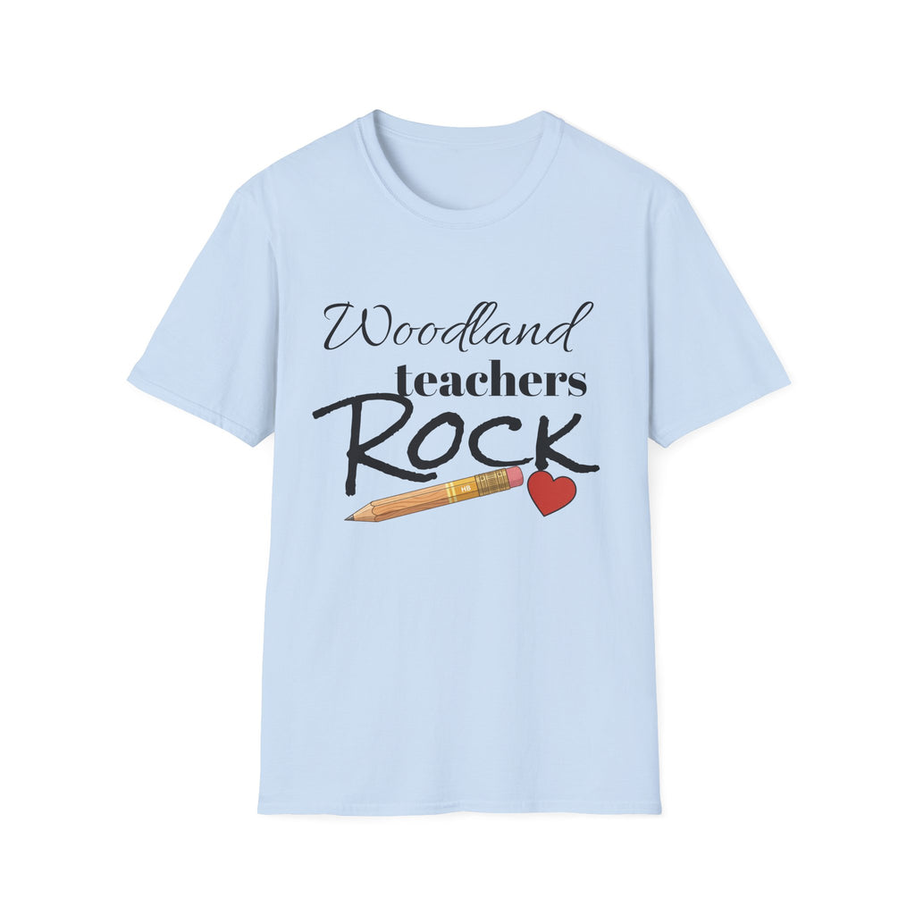 Woodland Teachers Rock T-Shirt — Cute Pencil & Heart Teacher Appreciation Tee