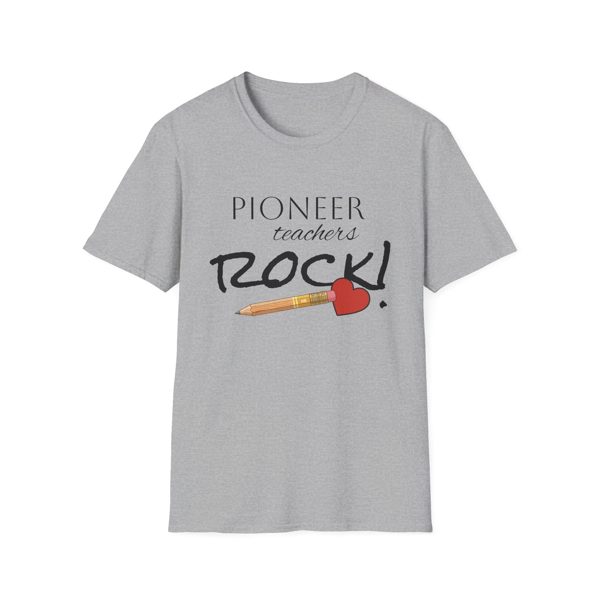 Pioneer Teachers Rock T-Shirt — Cute Pencil & Heart Teacher Appreciation Tee