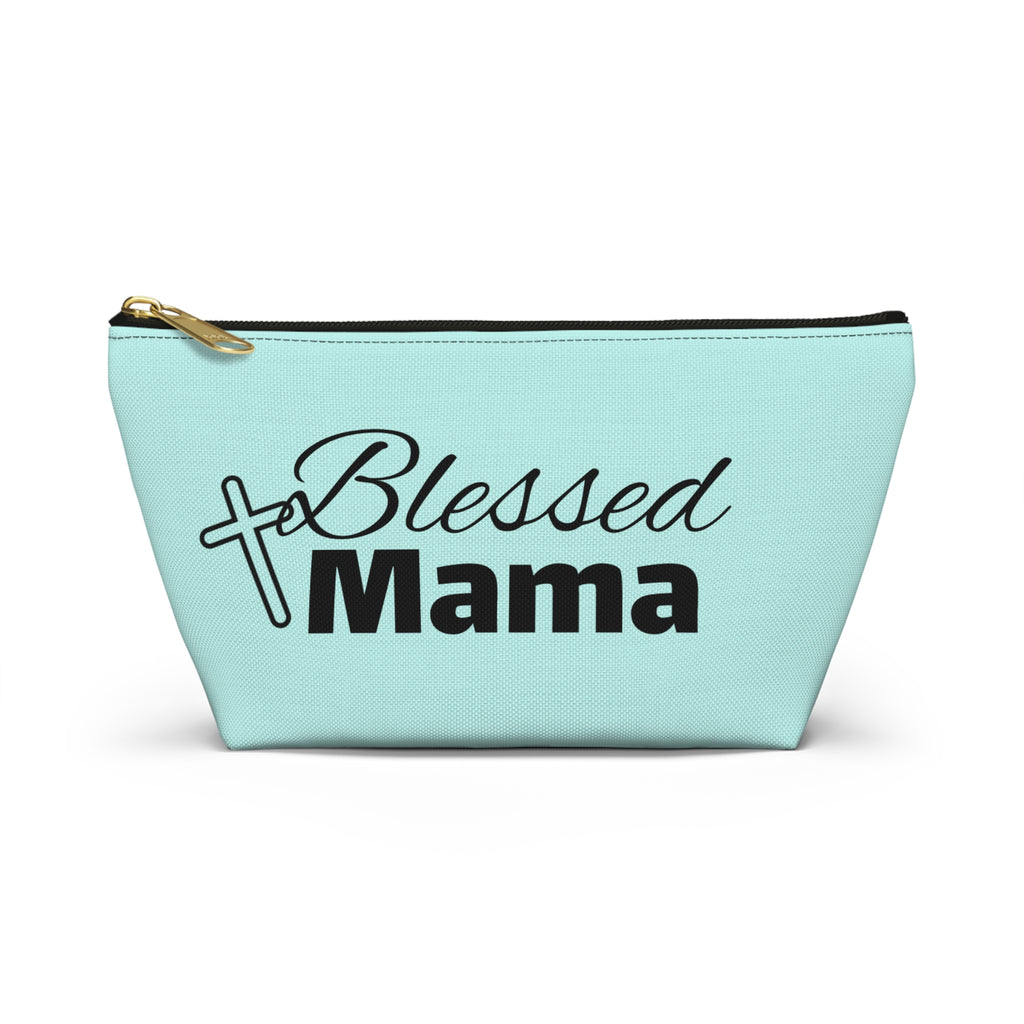 Blessed Mama Accessory Pouch — Religious Mom Gift Cosmetic Bag