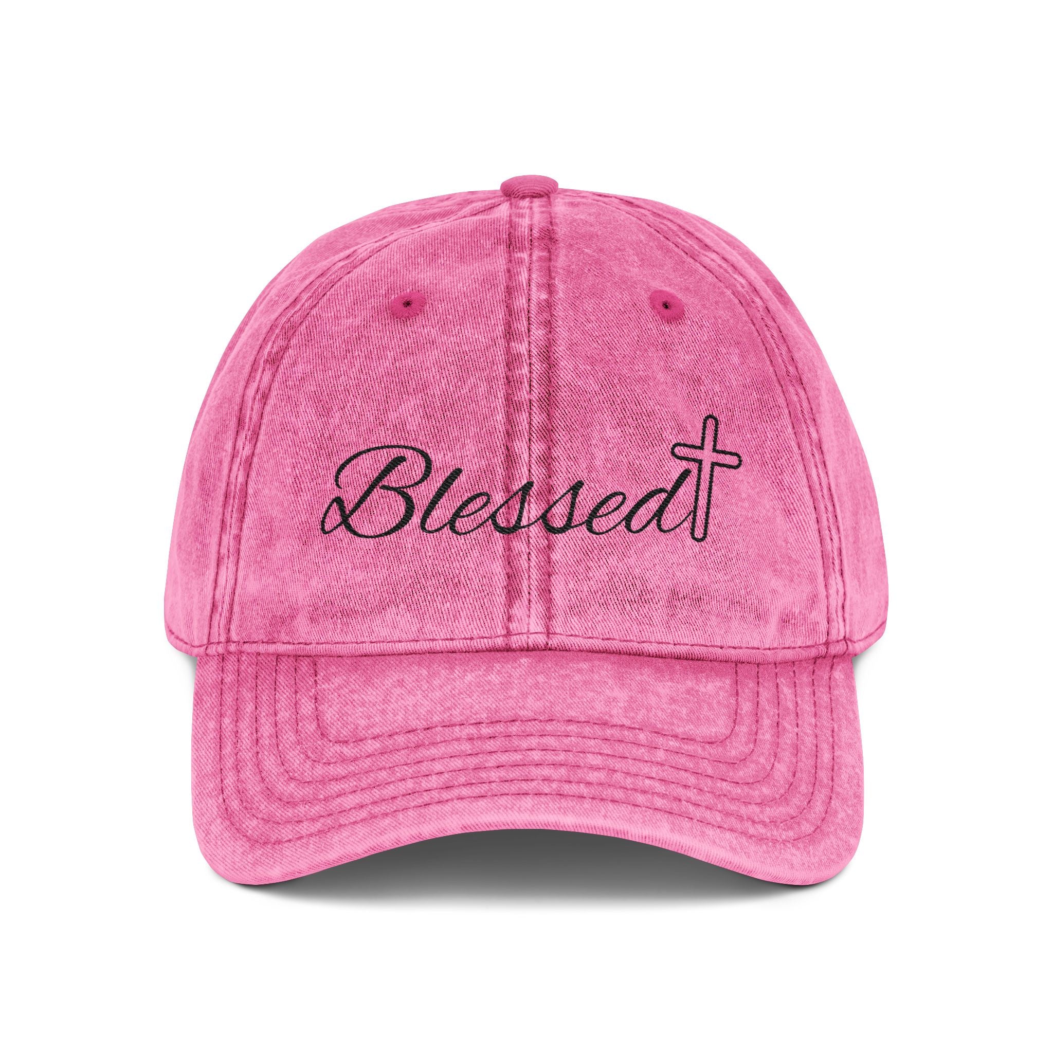 Blessed Embroidered Vintage Cap - Distressed Christian Baseball Hat