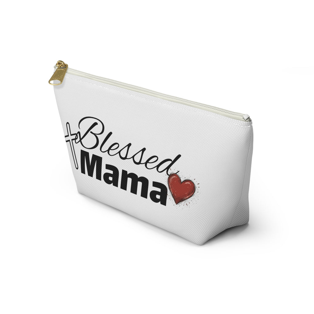 Blessed Mama Accessory Pouch — Religious Mom Gift Cosmetic Bag
