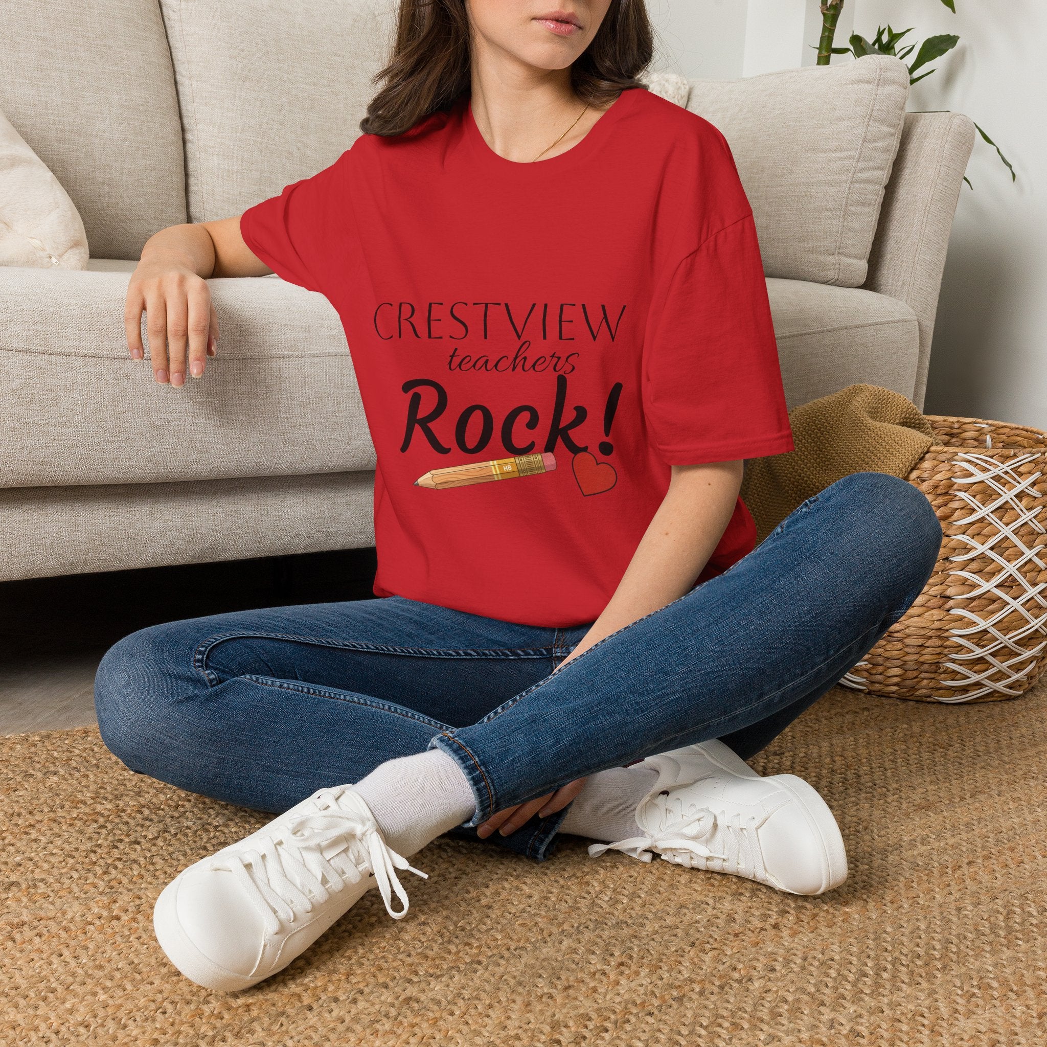 Teacher T‑Shirt — “Crestview Teachers Rock” School Staff Appreciation Tee