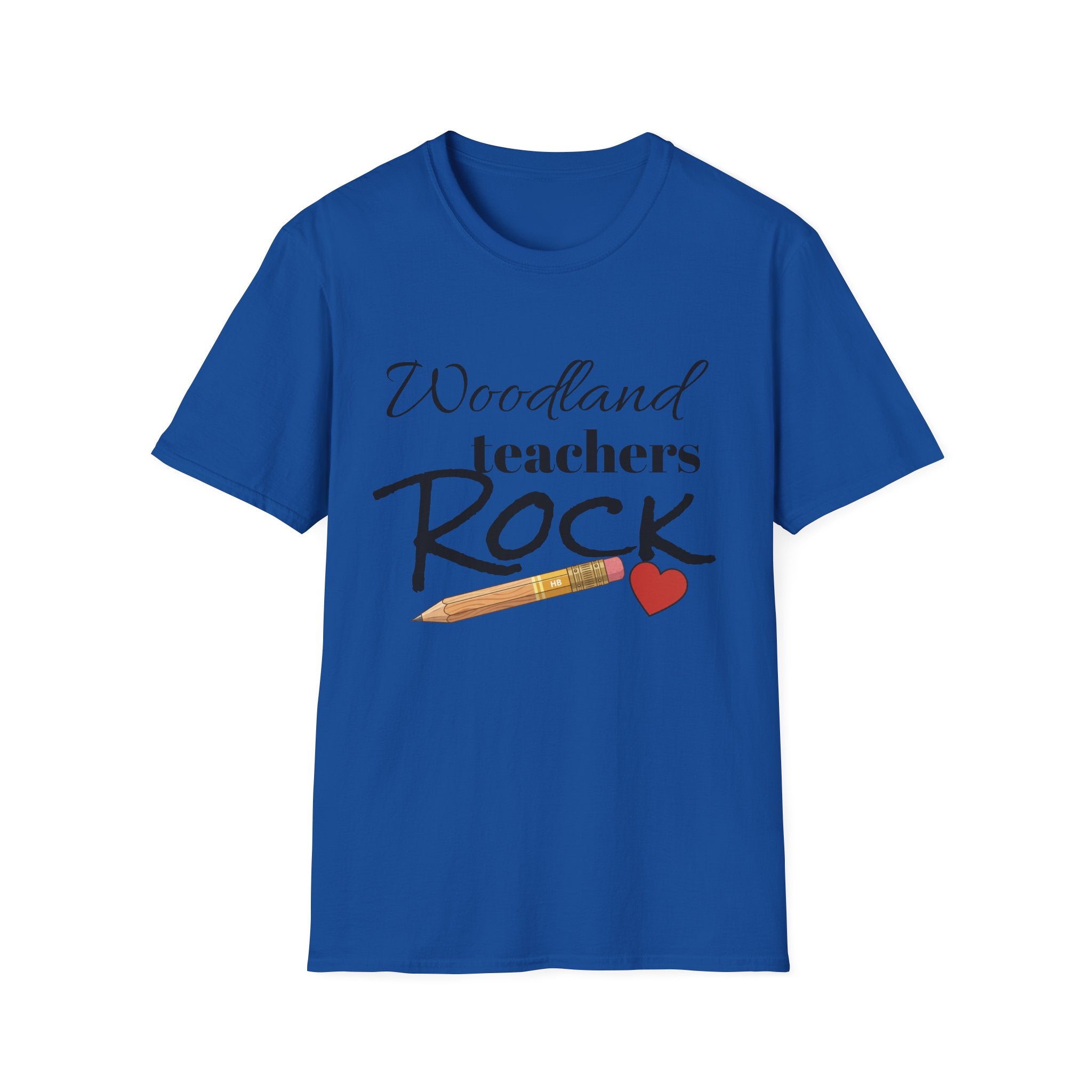 Woodland Teachers Rock T-Shirt — Cute Pencil & Heart Teacher Appreciation Tee