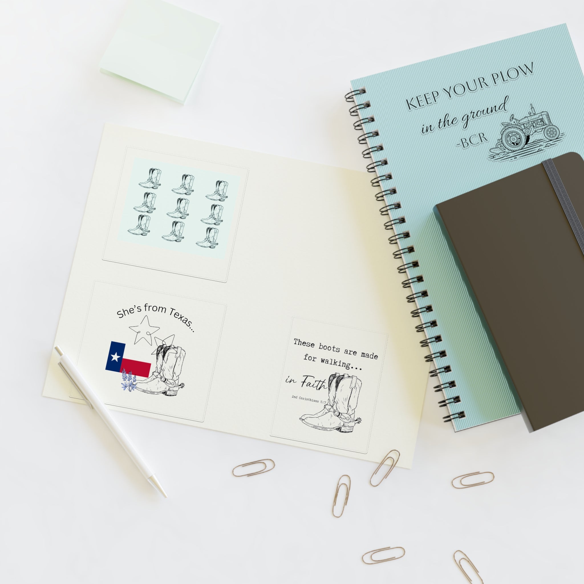 Sticker Sheets — "She's From Texas" Cowboy Boots & Texas Flag Sticker Sheet