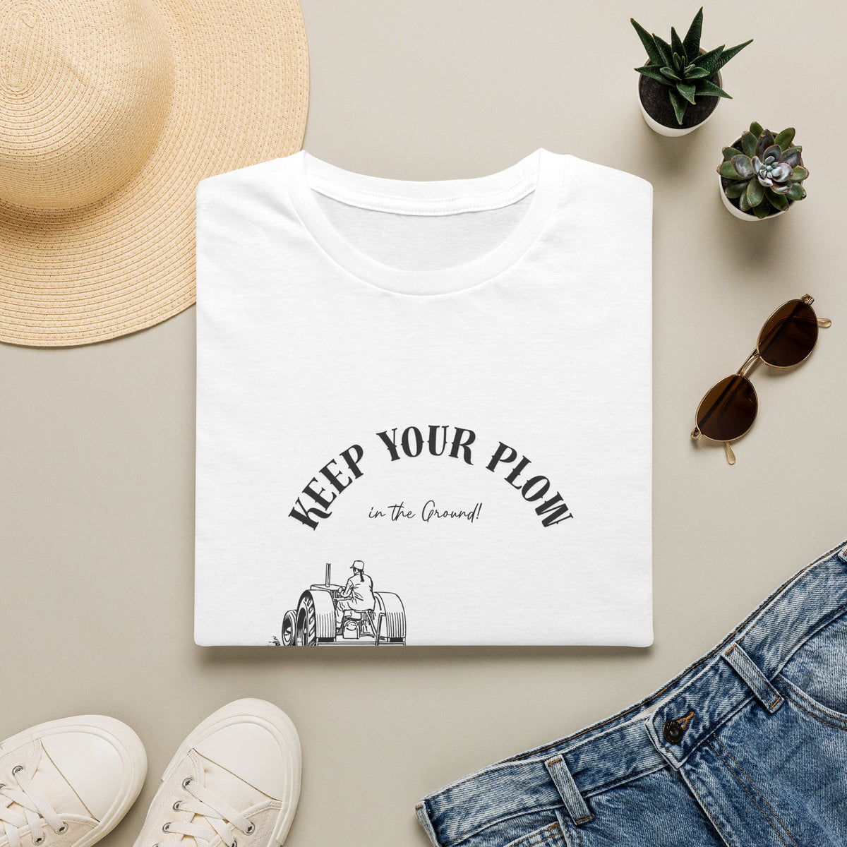 Keep Your Plow T-Shirt — Ladies Vintage Tractor Farming Tee
