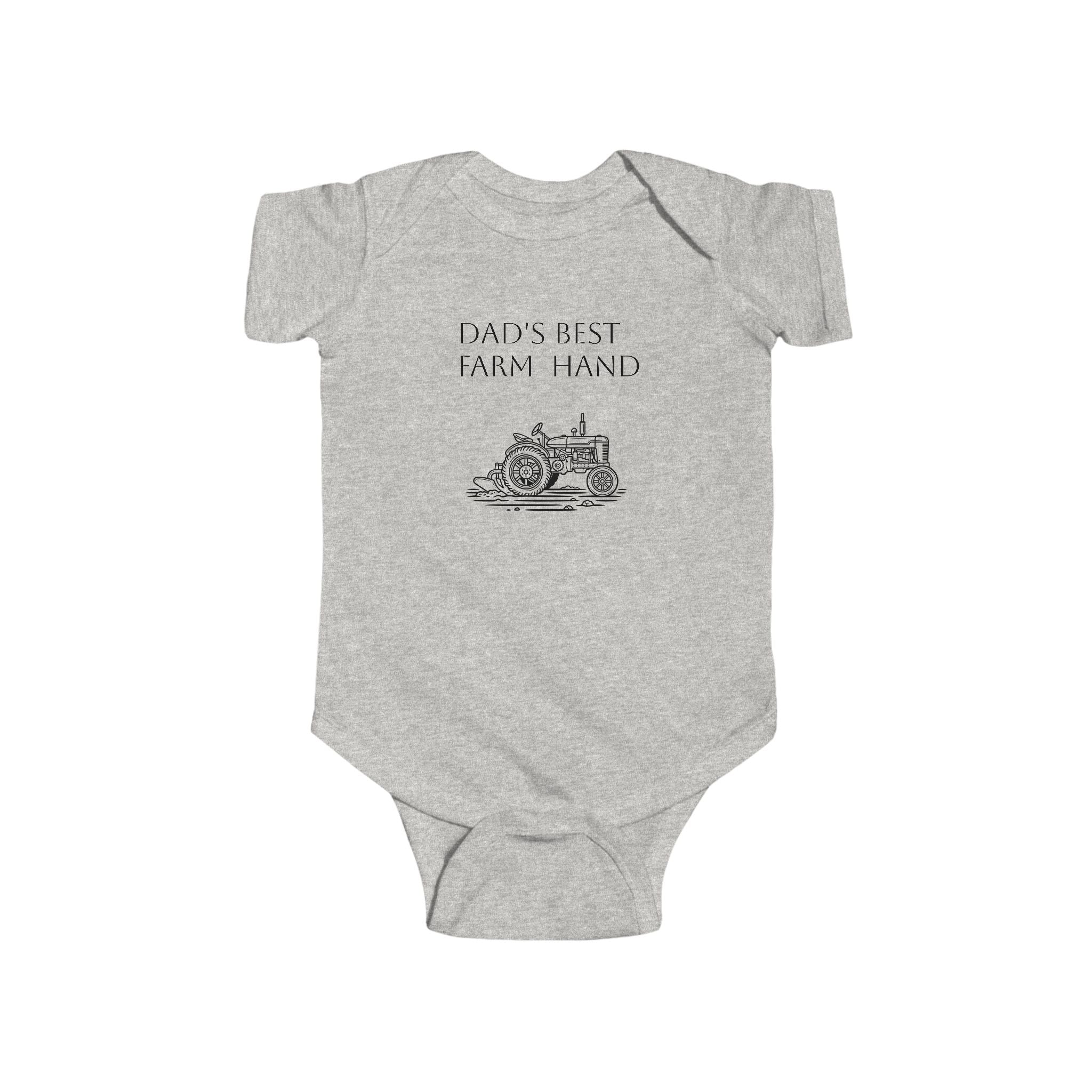 Baby Bodysuit – “Dad’s Best Farmhand” Vintage Tractor Infant Onesie