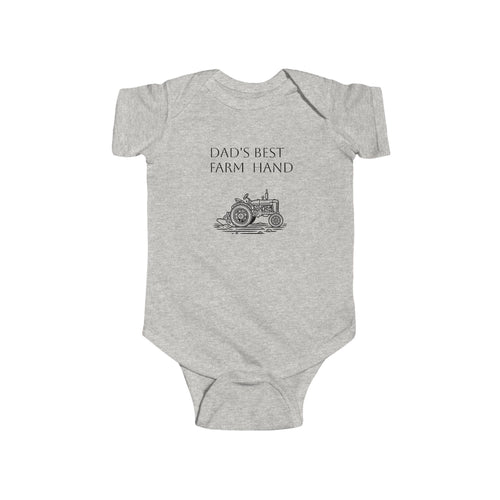 Baby Bodysuit – “Dad’s Best Farmhand” Vintage Tractor Infant Onesie