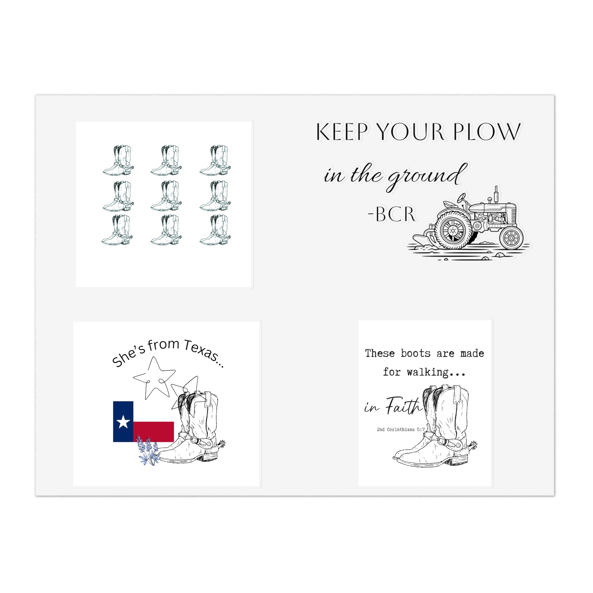 Sticker Sheets — "She's From Texas" Cowboy Boots & Texas Flag Sticker Sheet