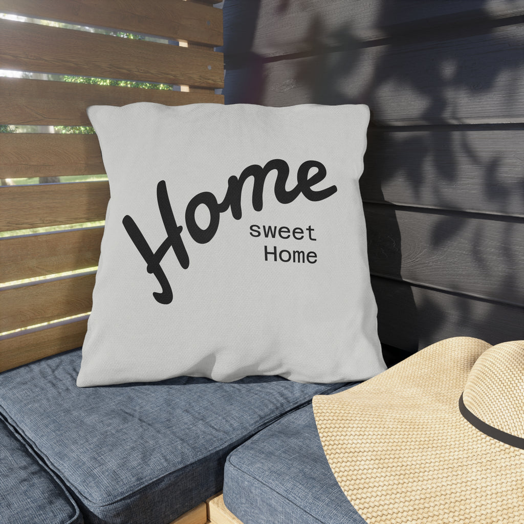 Outdoor Pillow — "Home Sweet Home" Monochrome Decorative Cushion for Porch & Patio