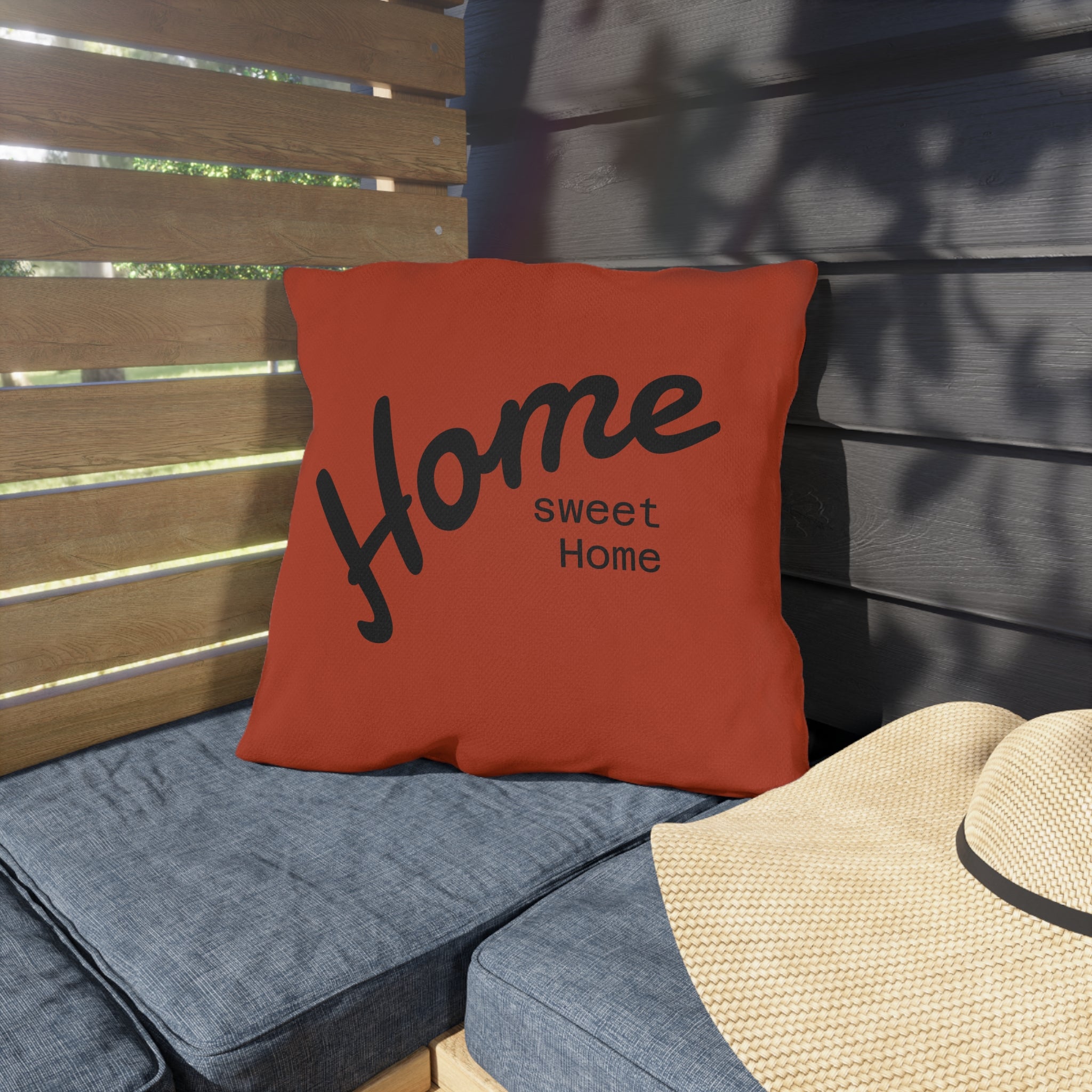 Outdoor Pillow — "Home Sweet Home" Monochrome Decorative Cushion for Porch & Patio
