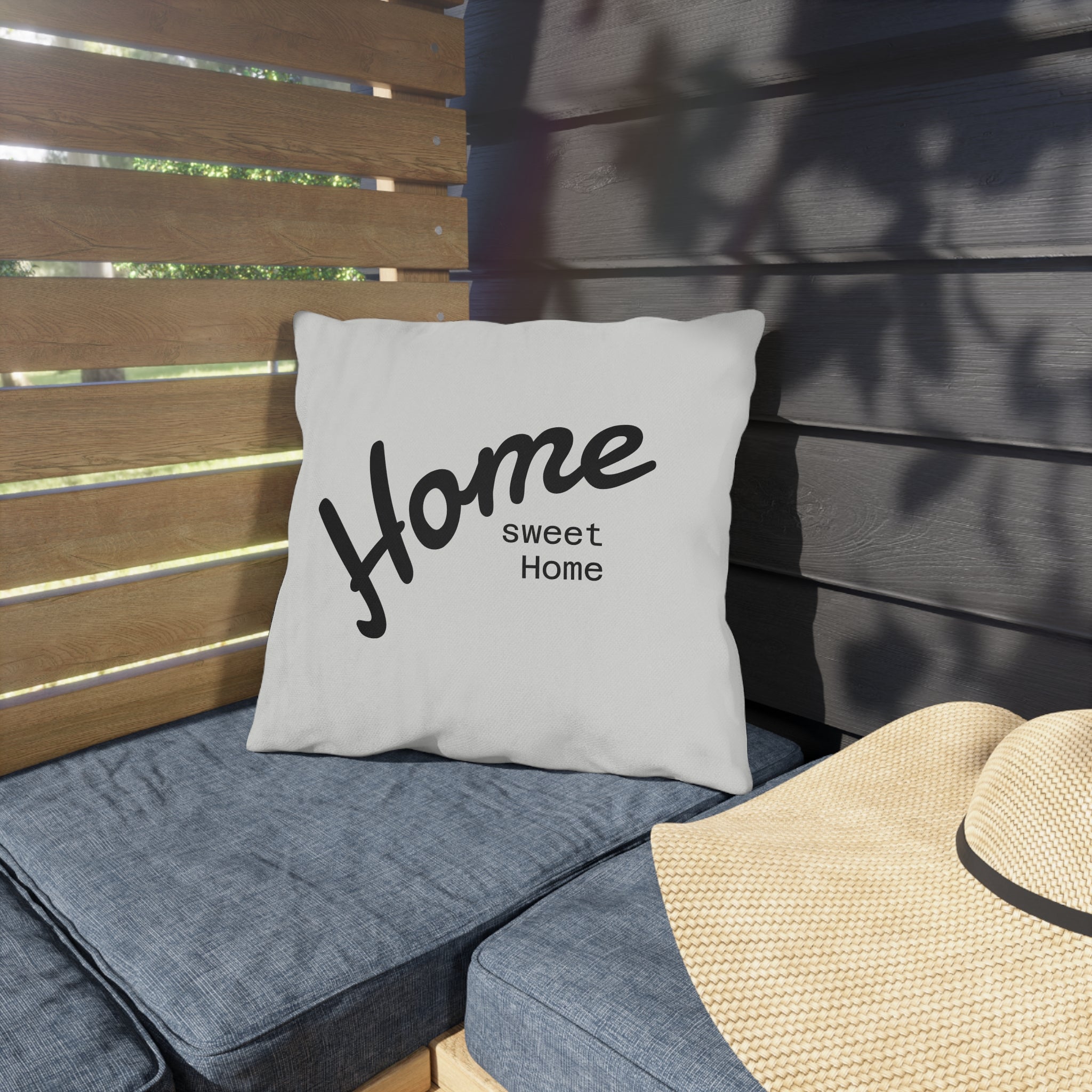 Outdoor Pillow — "Home Sweet Home" Monochrome Decorative Cushion for Porch & Patio