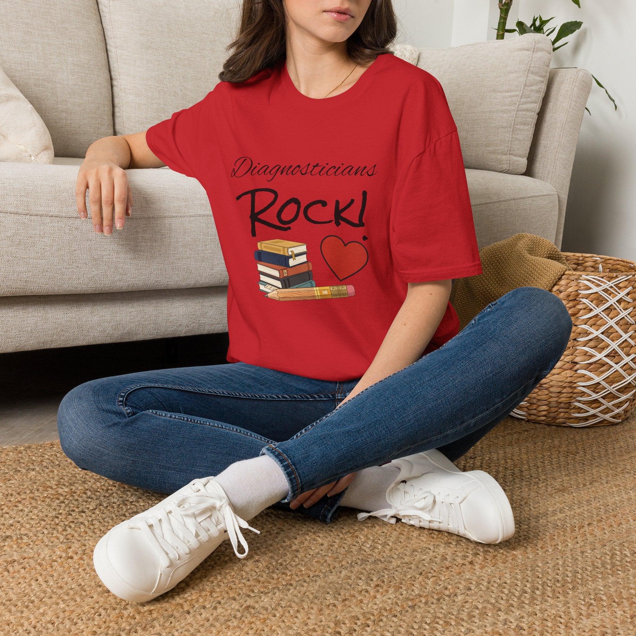 Diagnosticians Rock! T-Shirt — Funny Medical/Healthcare Pride Tee with Books & Heart