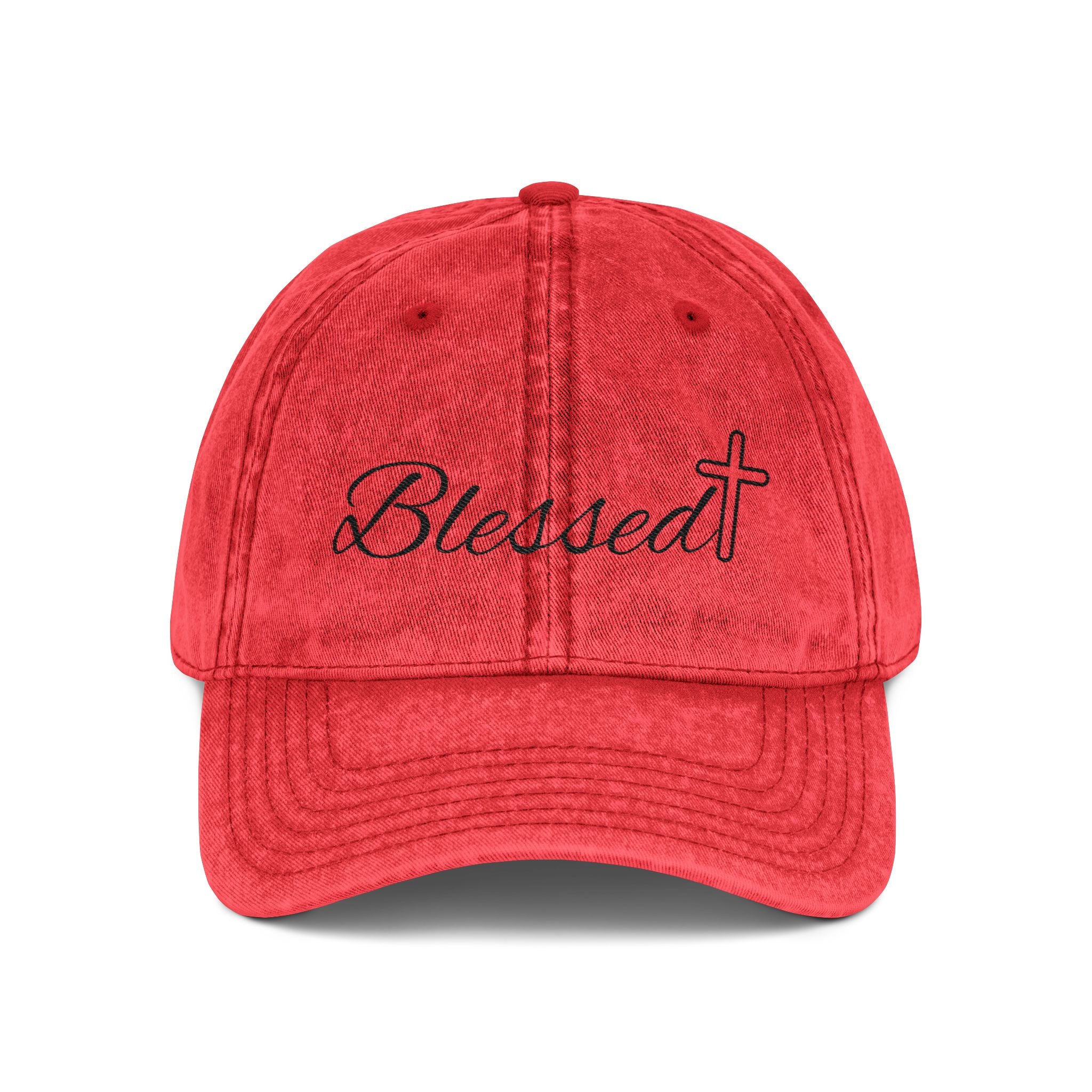 Blessed Embroidered Vintage Cap - Distressed Christian Baseball Hat