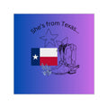 Copy of She's From Texas Square Vinyl Sticker — Lone Star Flag & Cowboy Boots