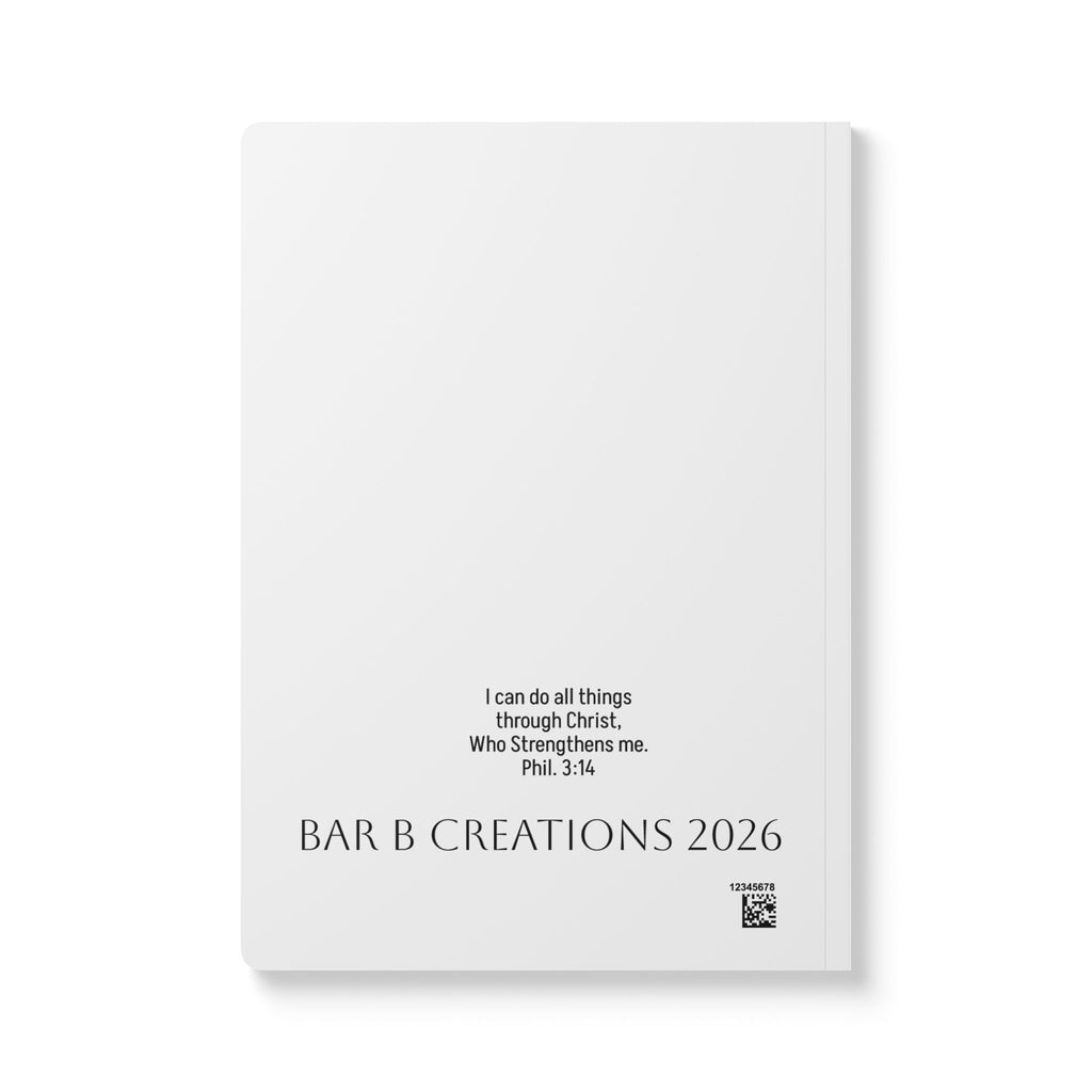 Cow Sketch Softcover Journal — "I can do all things" Inspirational Christian Notebook