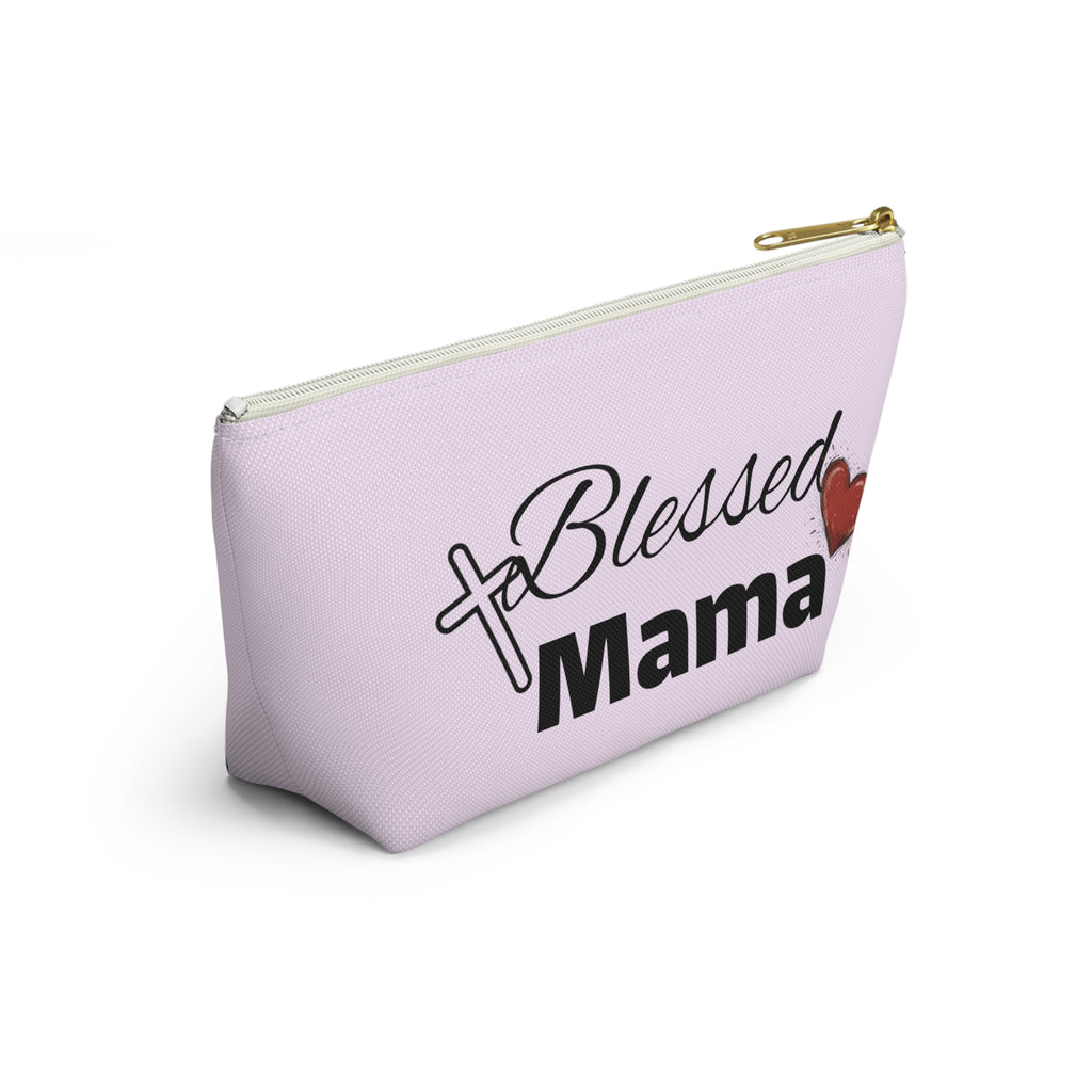 Blessed Mama Accessory Pouch — Religious Mom Gift Cosmetic Bag