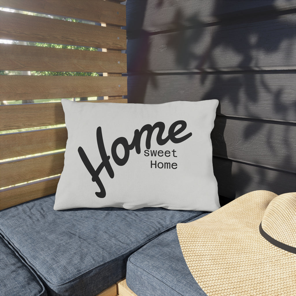 Outdoor Pillow — "Home Sweet Home" Monochrome Decorative Cushion for Porch & Patio