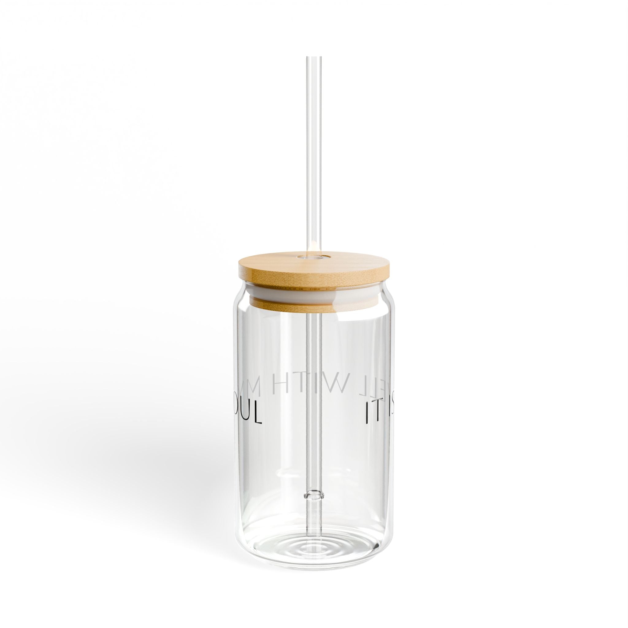 Copy of 16oz Glass Sipper Cup with Bamboo Lid — Inspirational Quote 'Always Keep Your Plow In The'
