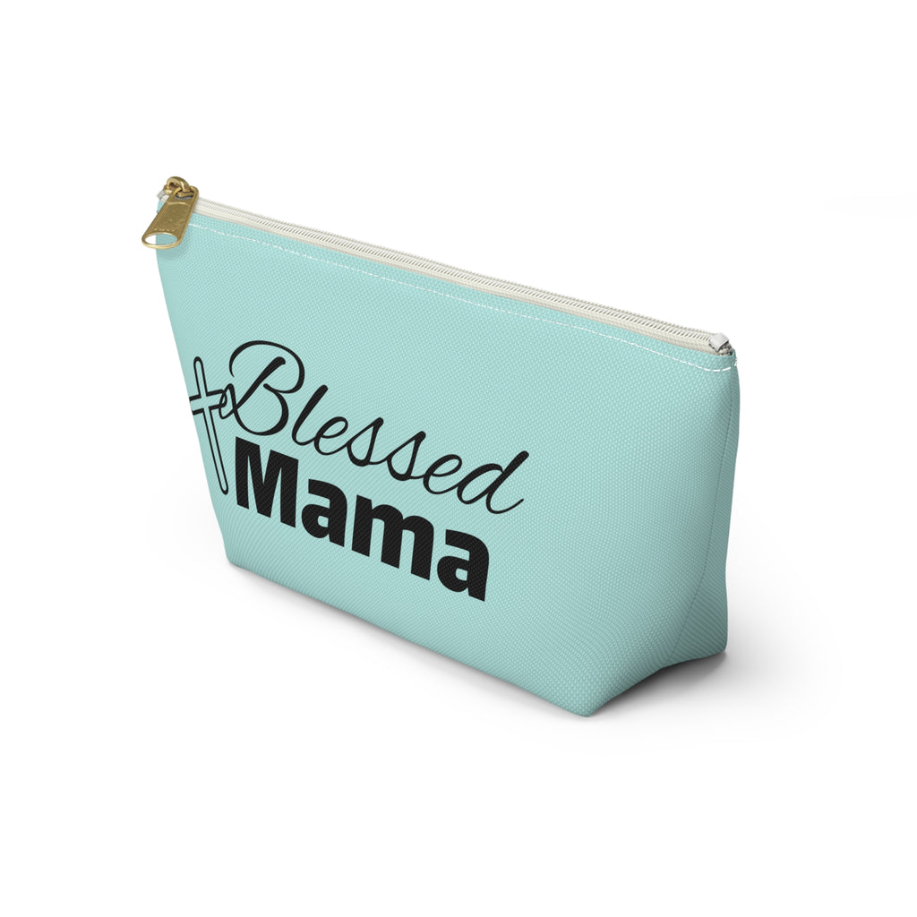 Blessed Mama Accessory Pouch — Religious Mom Gift Cosmetic Bag