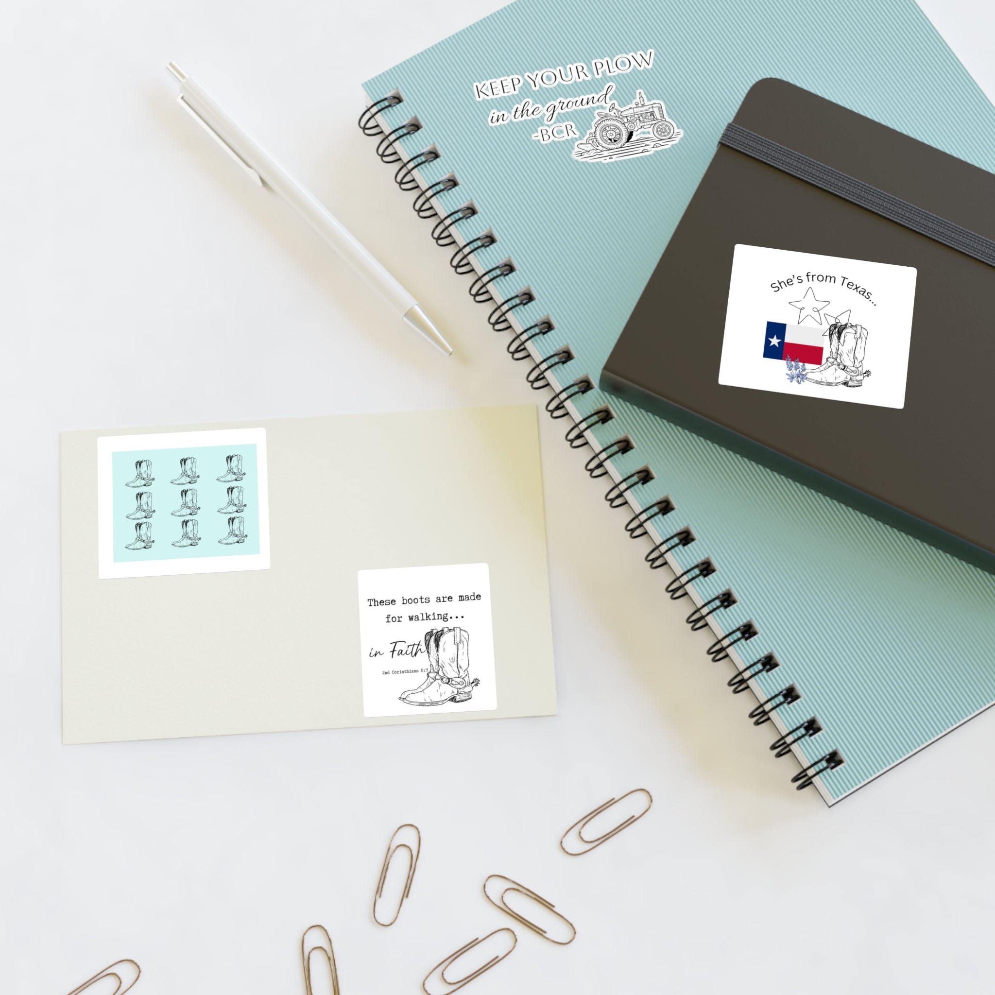Sticker Sheets — "She's From Texas" Cowboy Boots & Texas Flag Sticker Sheet