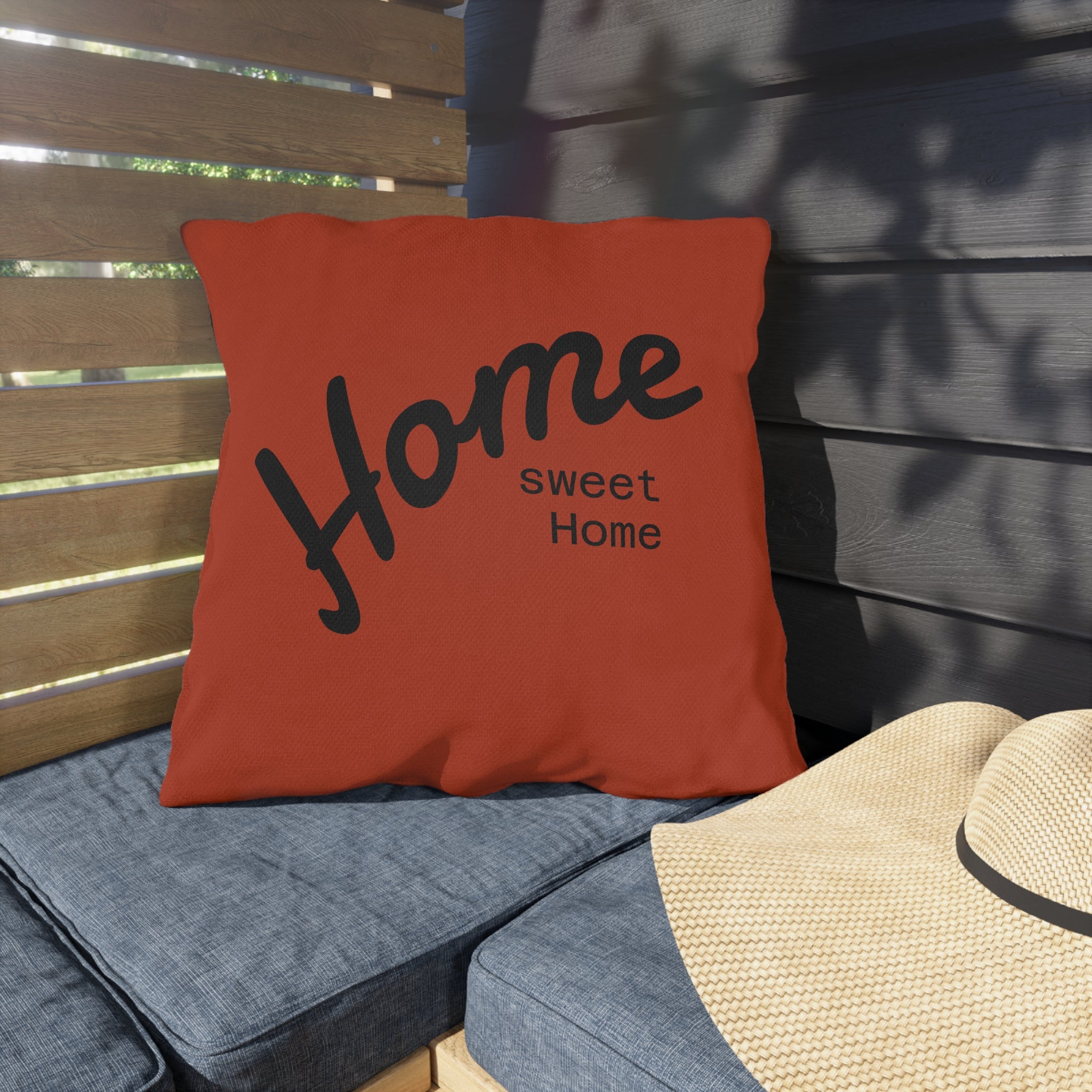 Outdoor Pillow — "Home Sweet Home" Monochrome Decorative Cushion for Porch & Patio