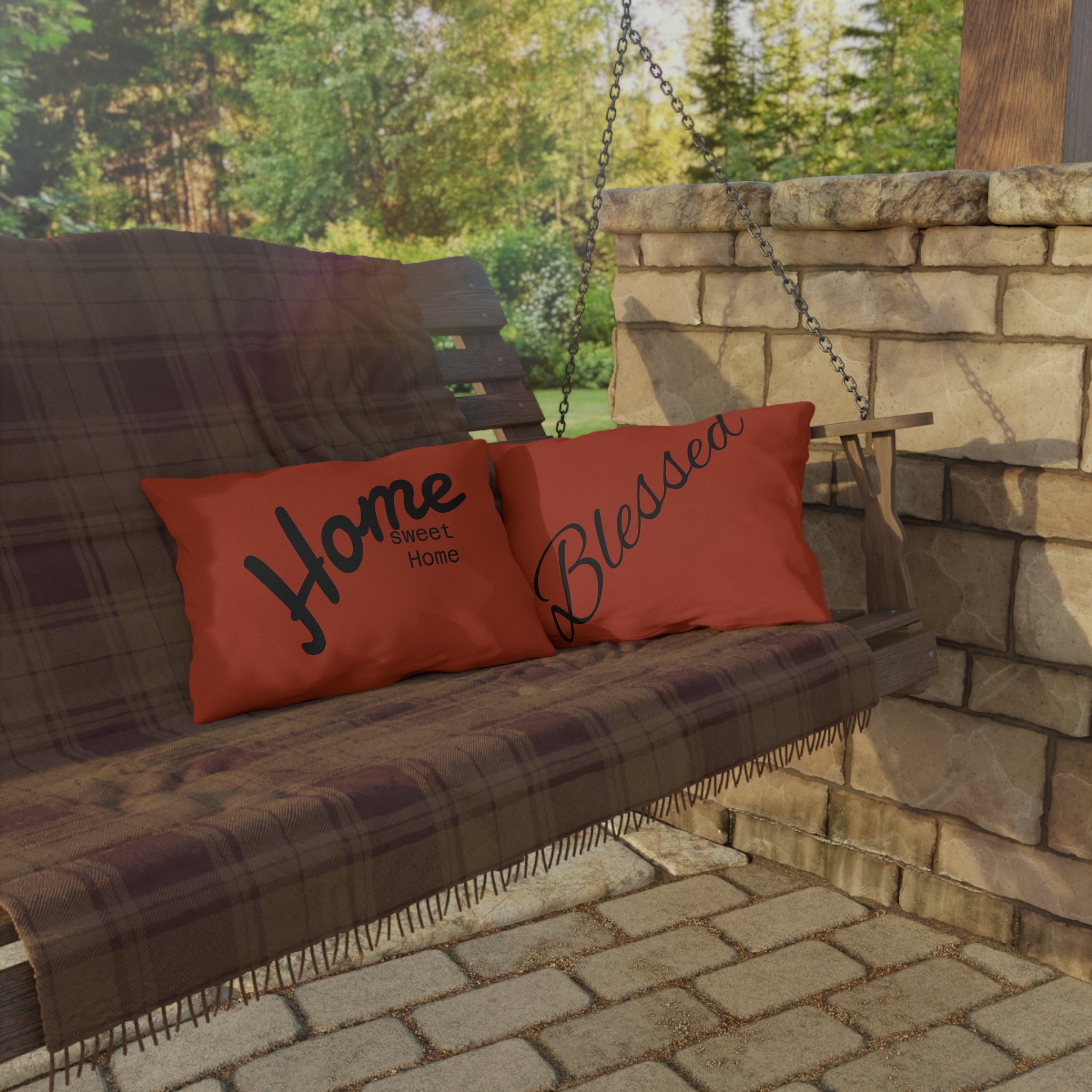 Outdoor Pillow — "Home Sweet Home" Monochrome Decorative Cushion for Porch & Patio