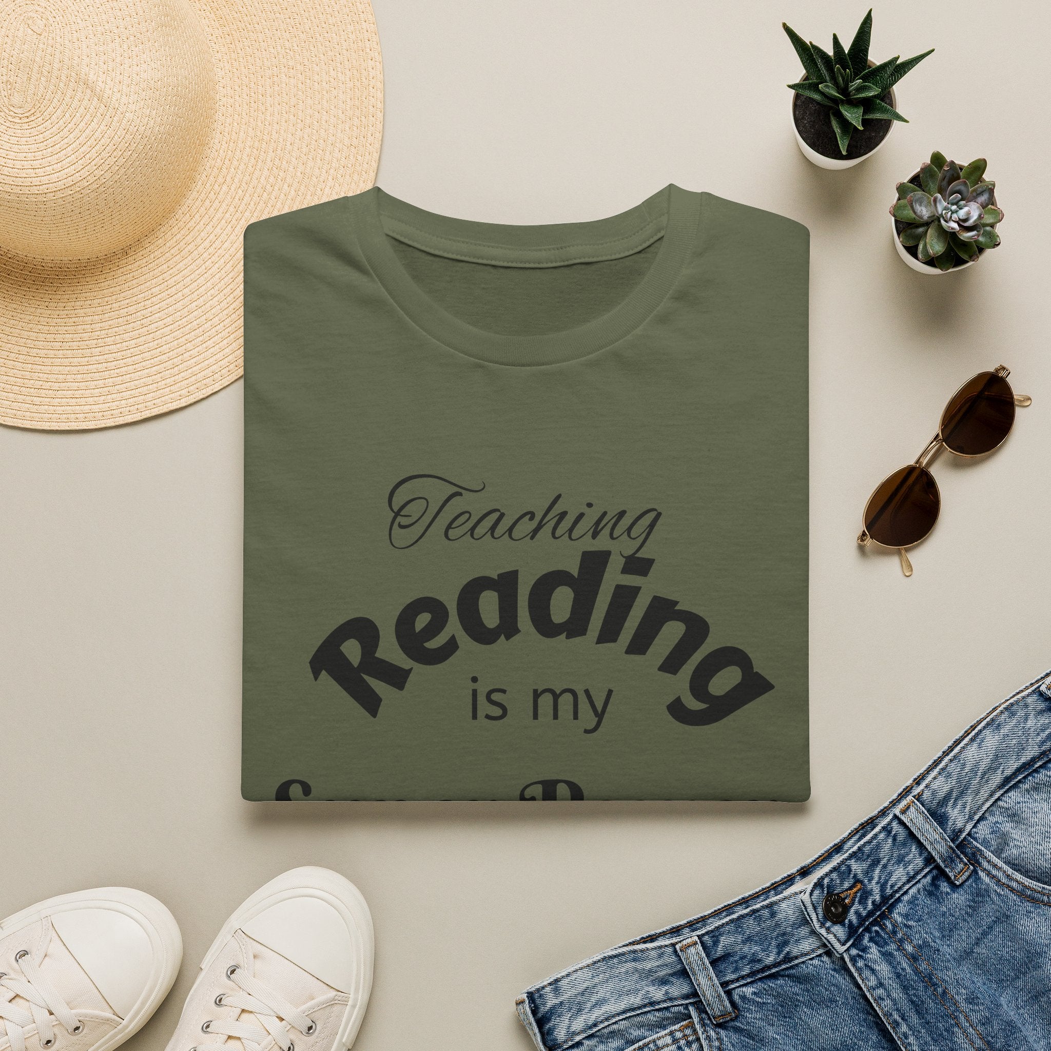 Reading Teacher T-Shirt — "Teaching Reading is My Super Power" Graphic Tee