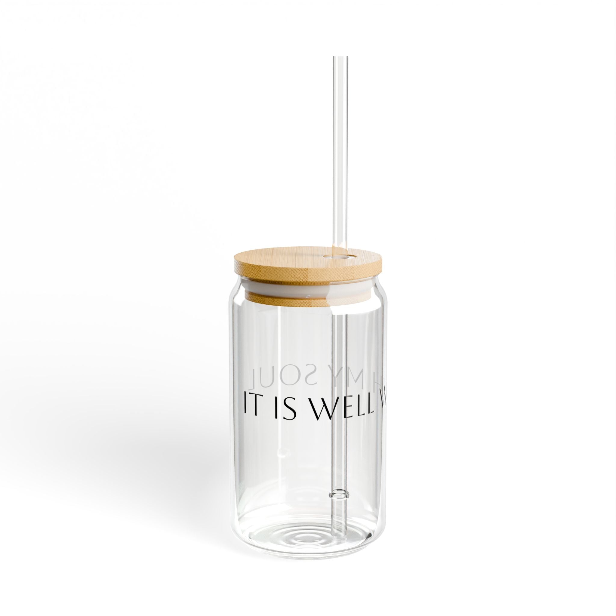 Copy of 16oz Glass Sipper Cup with Bamboo Lid — Inspirational Quote 'Always Keep Your Plow In The'