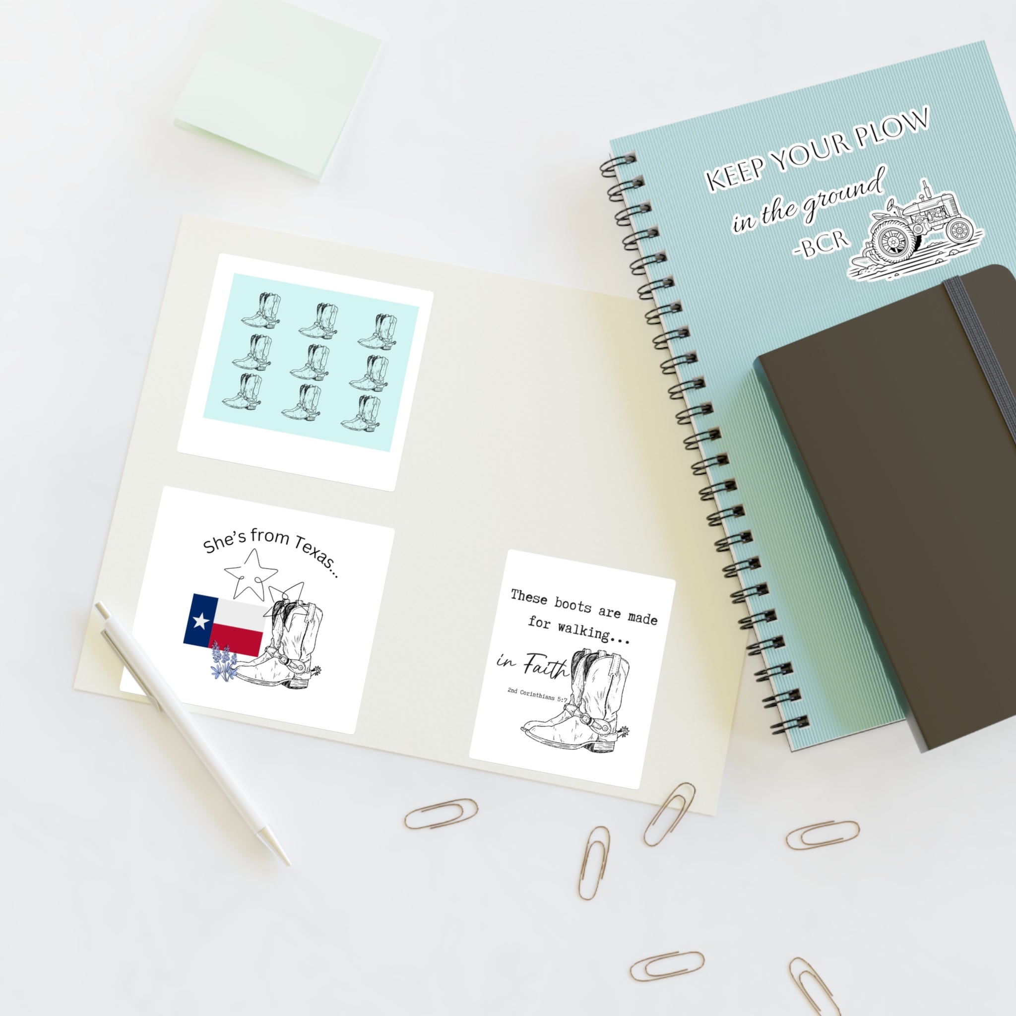 Sticker Sheets — "She's From Texas" Cowboy Boots & Texas Flag Sticker Sheet