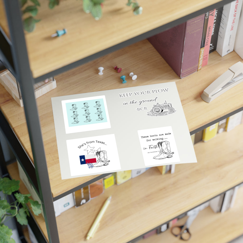Sticker Sheets — "She's From Texas" Cowboy Boots & Texas Flag Sticker Sheet