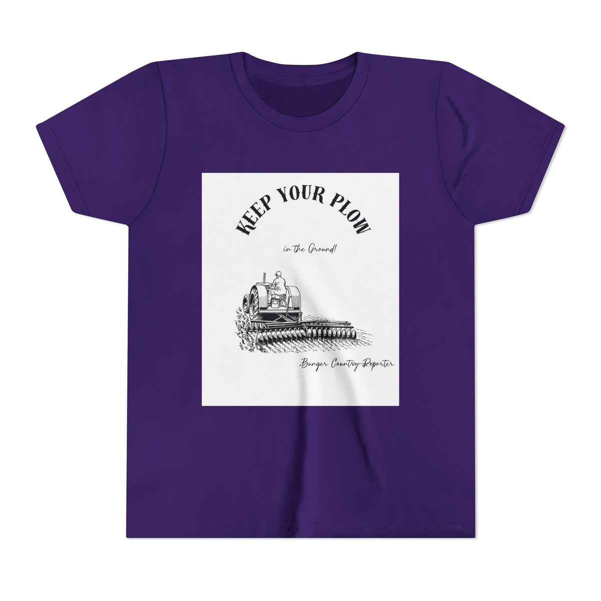 Youth Tee — "Keep Your Plow" Vintage Tractor Farming Shirt
