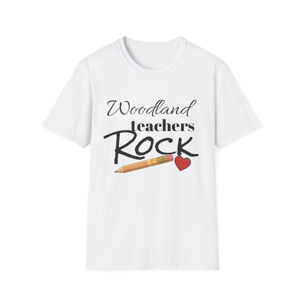 Woodland Teachers Rock T-Shirt — Cute Pencil & Heart Teacher Appreciation Tee