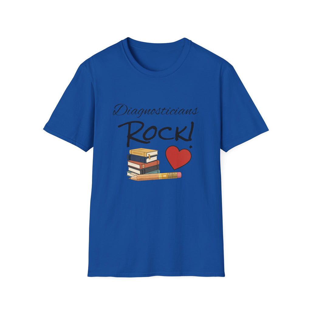 Diagnosticians Rock! T-Shirt — Funny Medical/Healthcare Pride Tee with Books & Heart