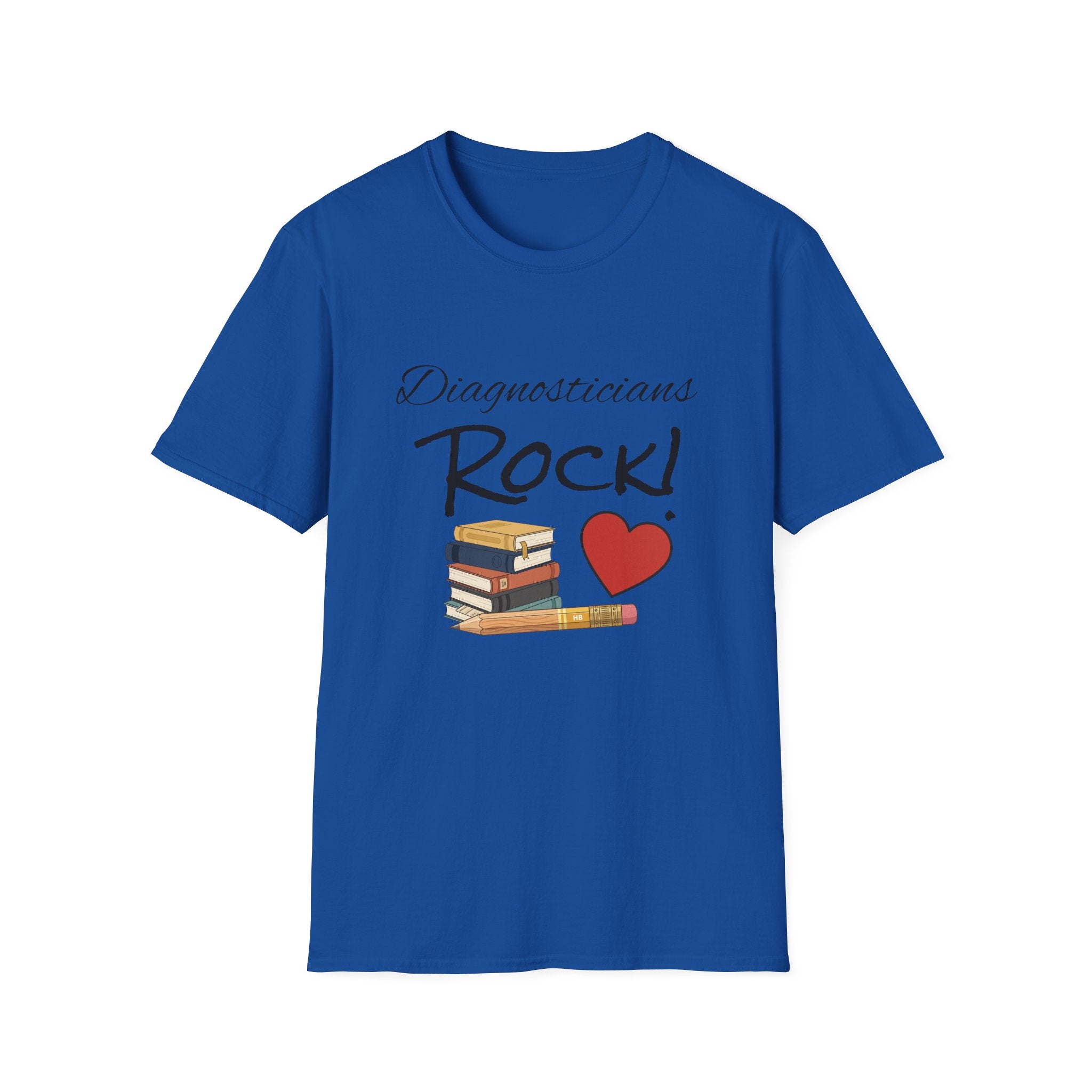 Diagnosticians Rock! T-Shirt — Funny Medical/Healthcare Pride Tee with Books & Heart