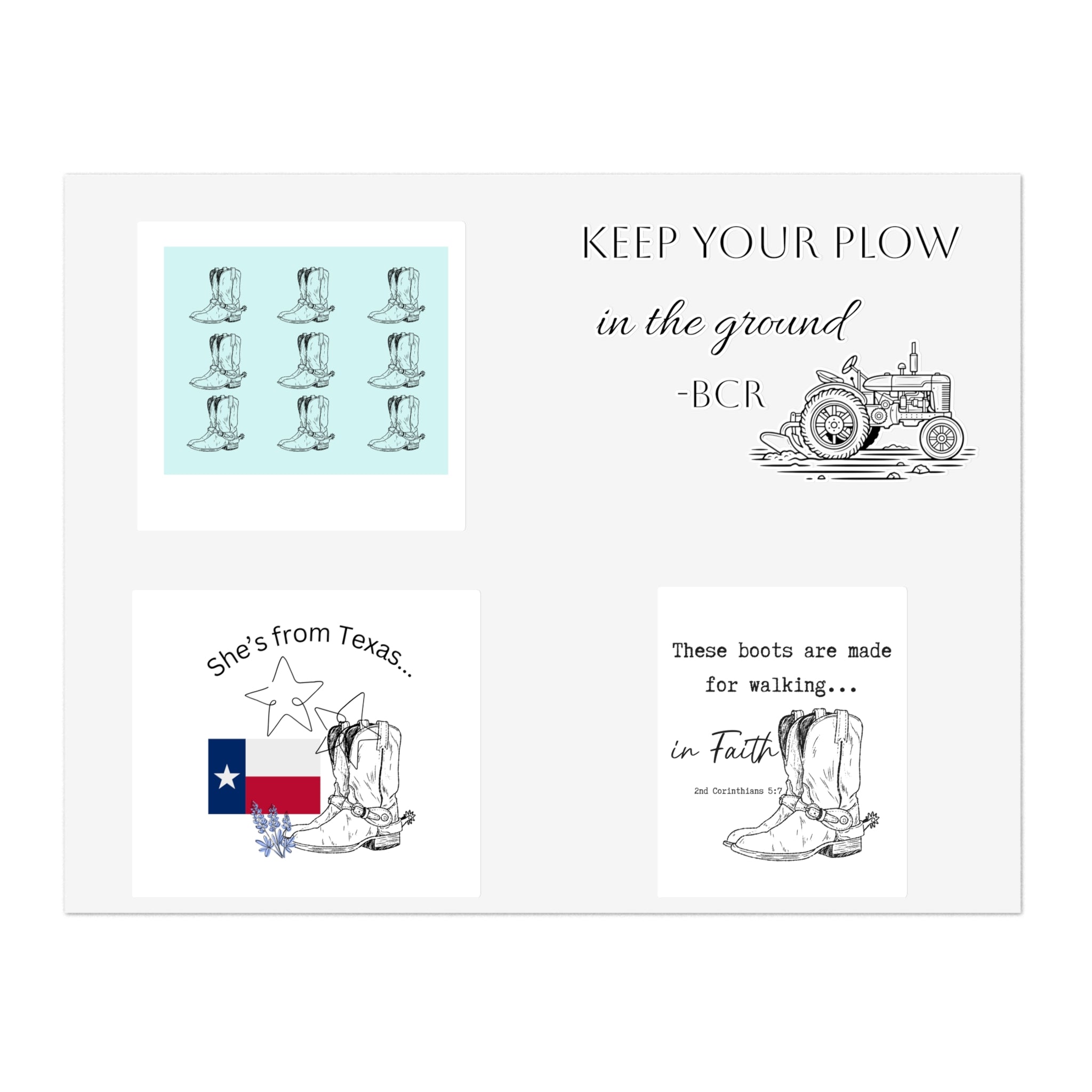 Sticker Sheets — "She's From Texas" Cowboy Boots & Texas Flag Sticker Sheet