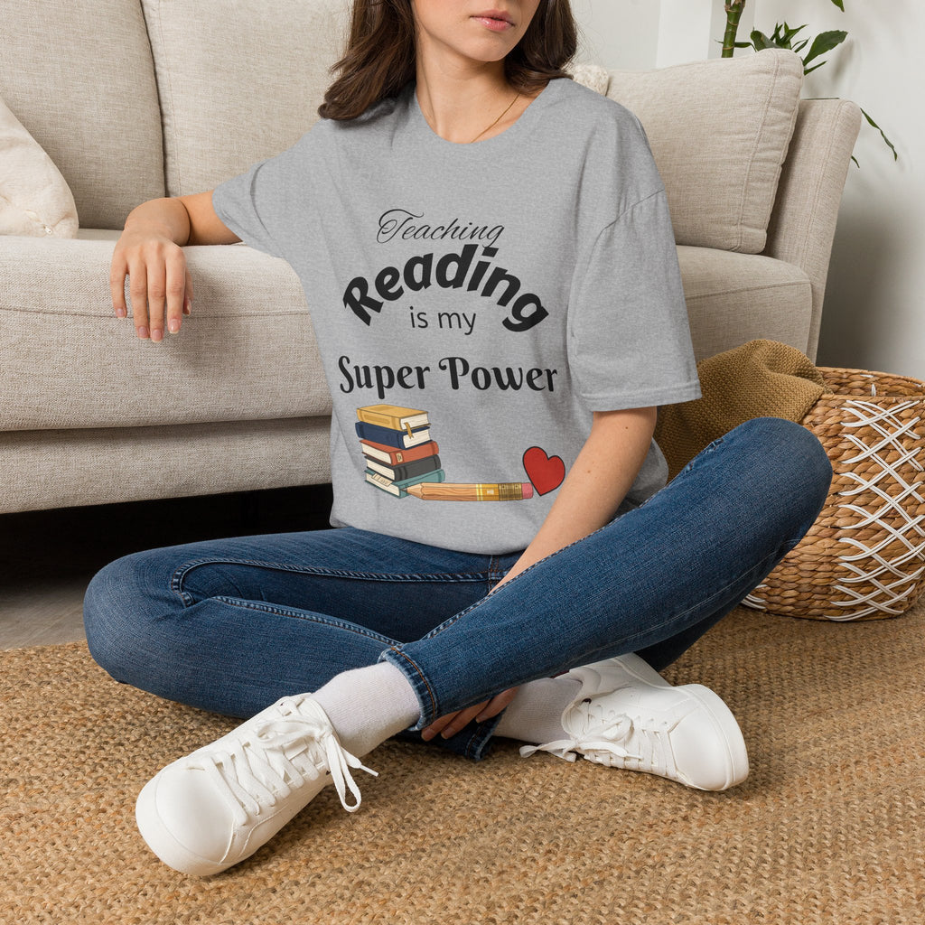 Reading Teacher T-Shirt — "Teaching Reading is My Super Power" Graphic Tee